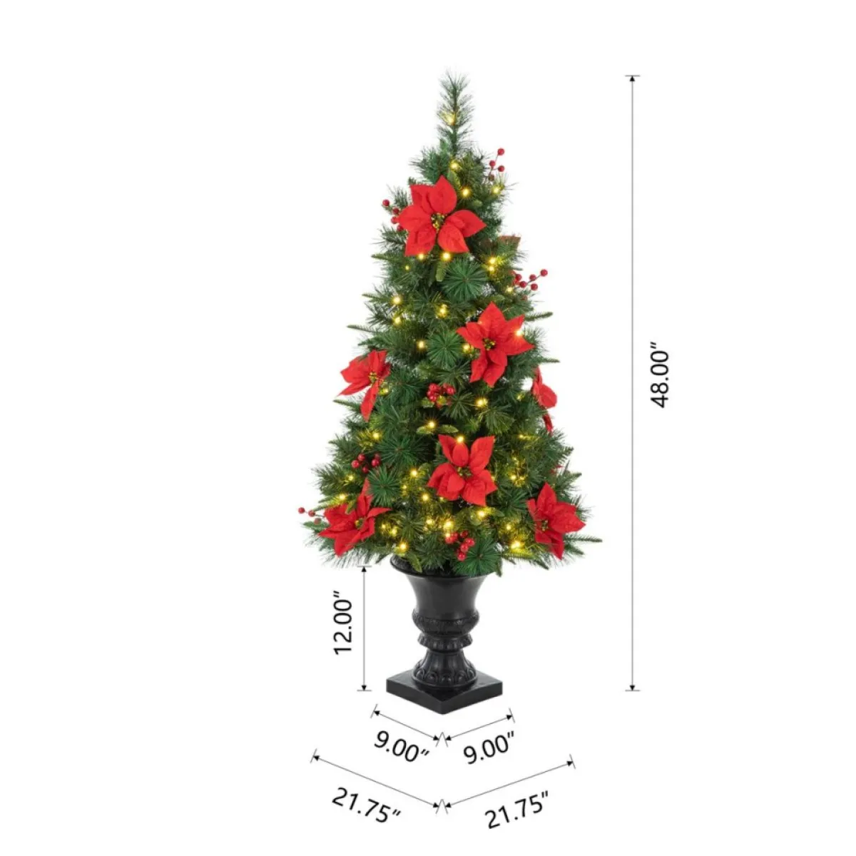 glitzhome_ft_prelit_poinsettia_artificial_christmas_porch_tree_6.webp Glitzhome Christmas Trees | 4Ft Pre-Lit Poinsettia Artificial Christmas Porch Tree