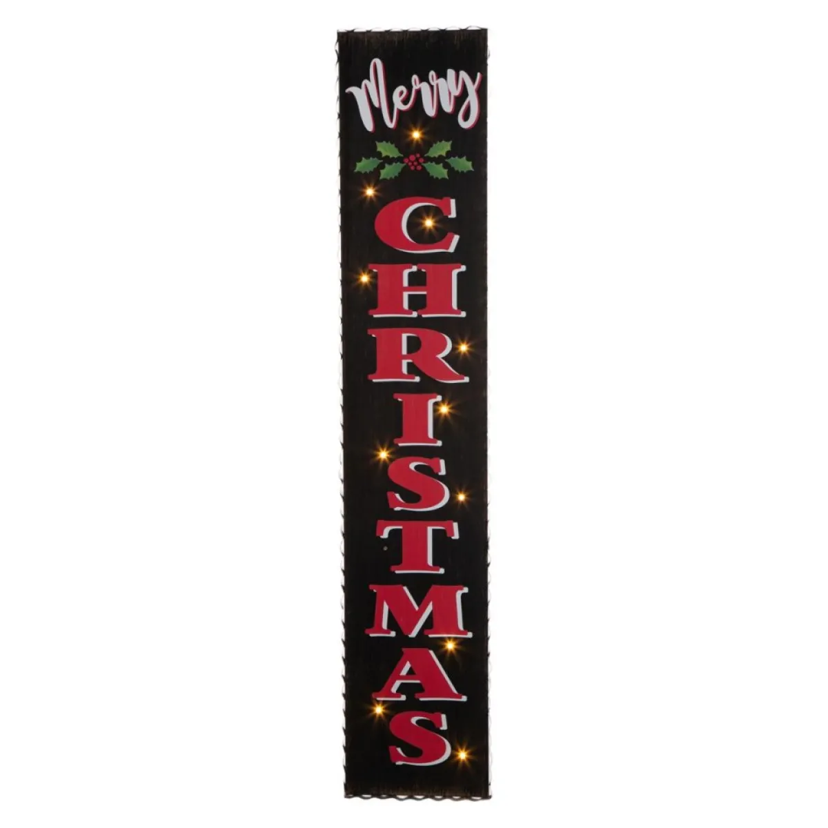 Glitzhome Outdoor Decor | 42"H Lighted Wooden Black Christmas Porch Sign