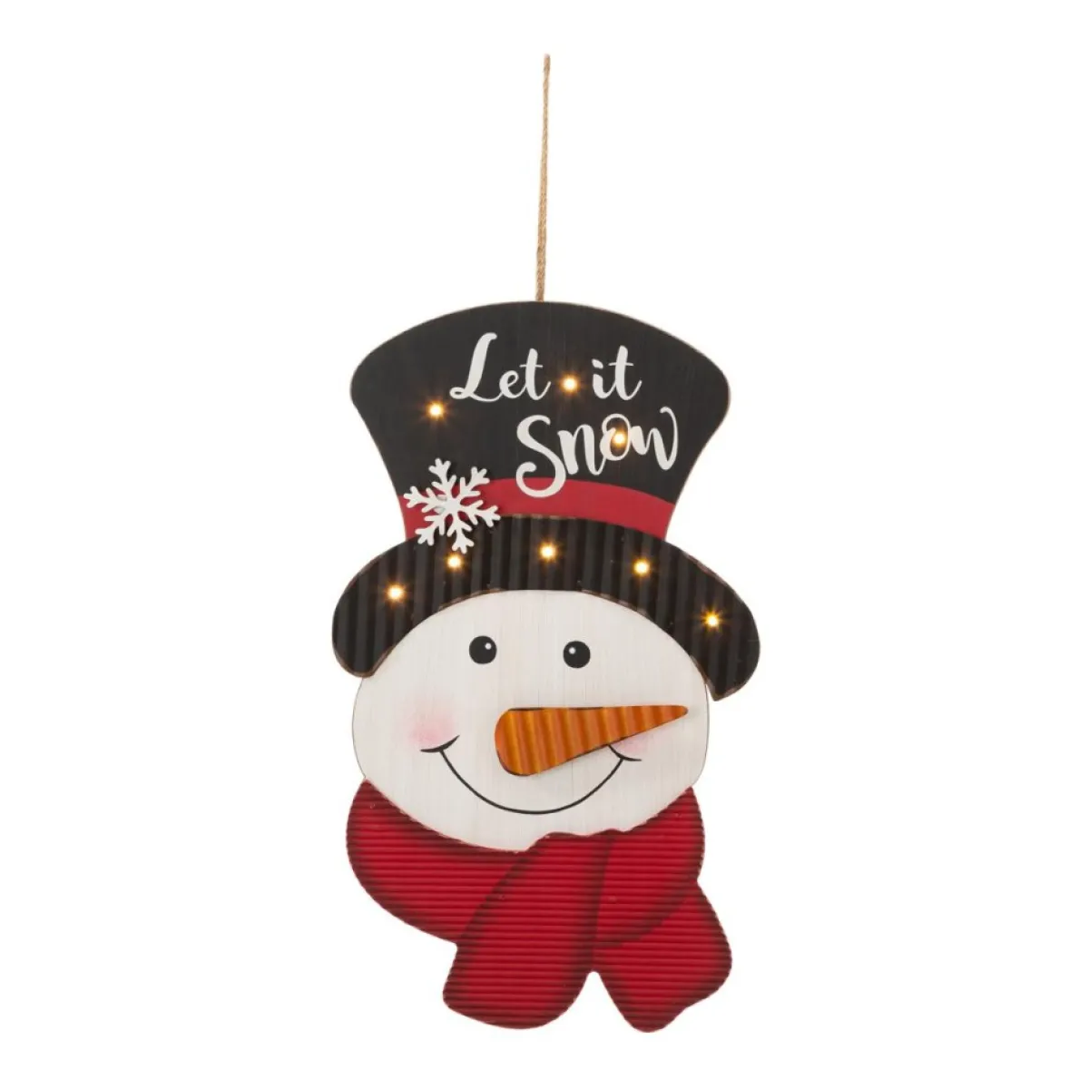 Glitzhome Indoor Decor | 19In H Lighted 3D Wooden Metal Snowman Wall Decor