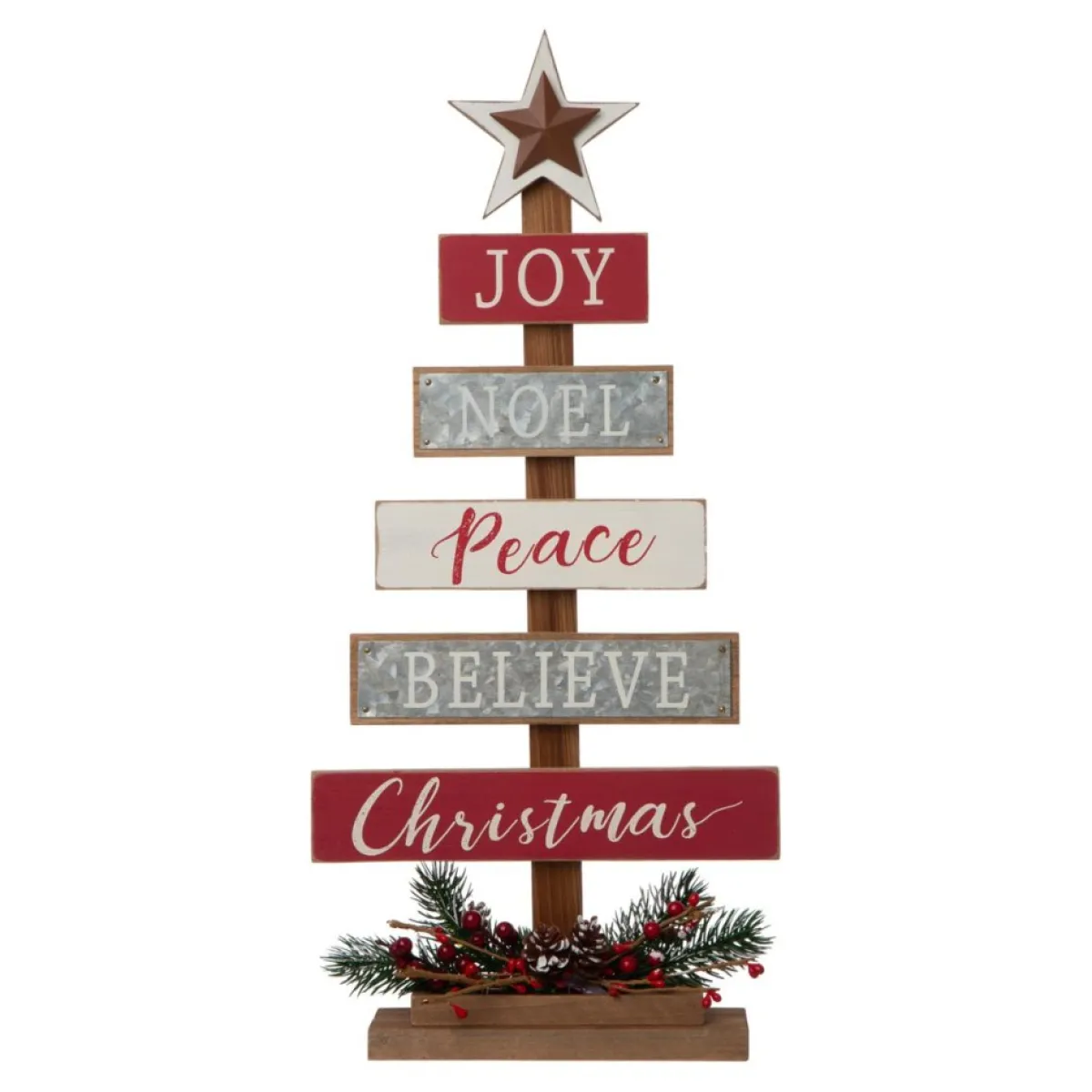 Glitzhome Indoor Decor | 20In H Wooden Sign Table Tree Decor