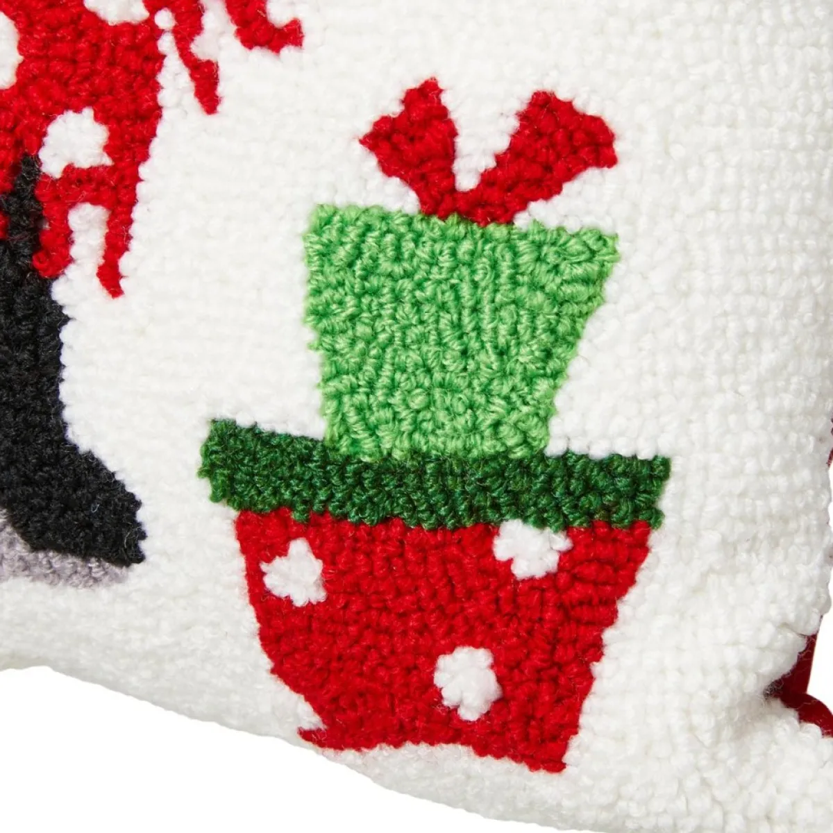 glitzhome_in_l_hooked_christmas_cat_pillow_2.webp Glitzhome Holiday Textiles | 14In L Hooked Christmas Cat Pillow