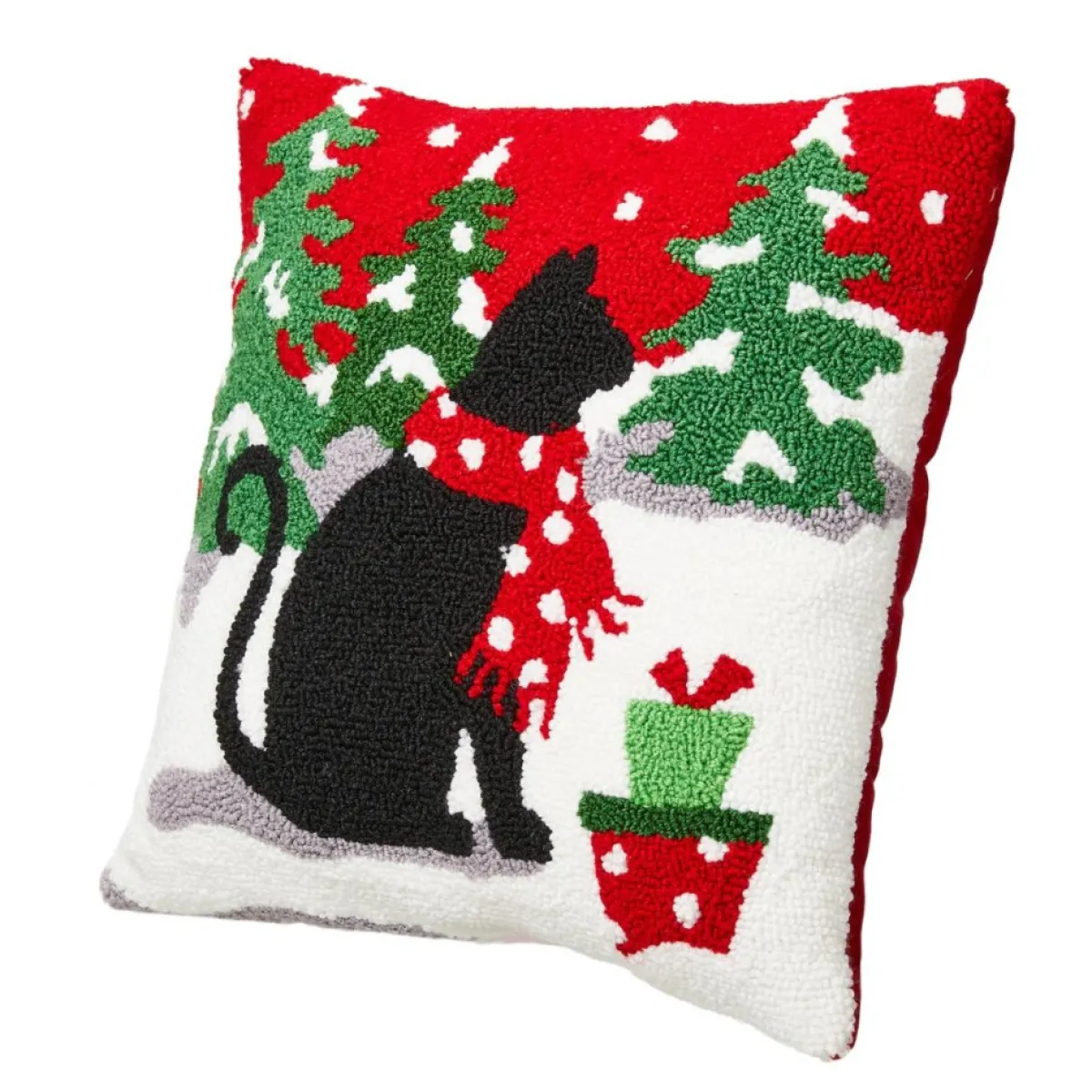 glitzhome_in_l_hooked_christmas_cat_pillow_8.webp Glitzhome Holiday Textiles | 14In L Hooked Christmas Cat Pillow