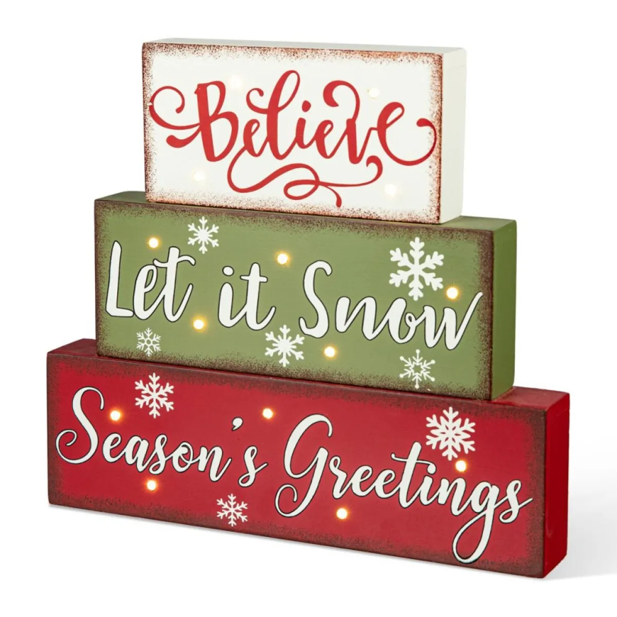 Glitzhome Indoor Decor | 12In L Led Lighted Wooden And Metal Block Word Sign