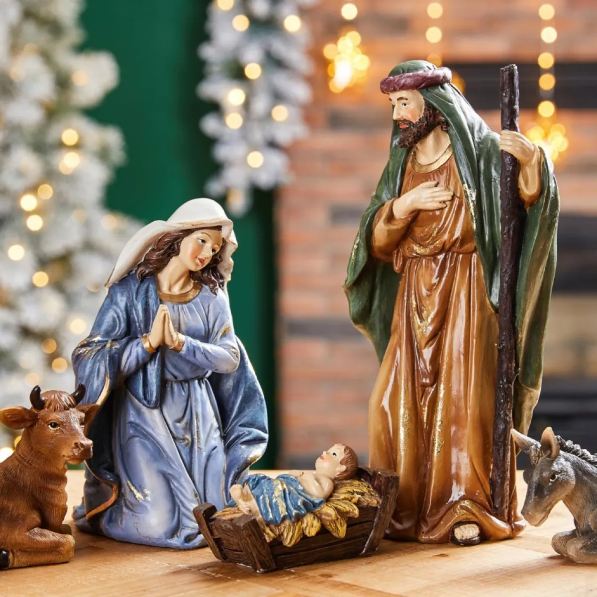 glitzhome_pcs_resin_nativity_figurine_set_2.webp Glitzhome Indoor Decor | 12Pcs Resin Nativity Figurine Set