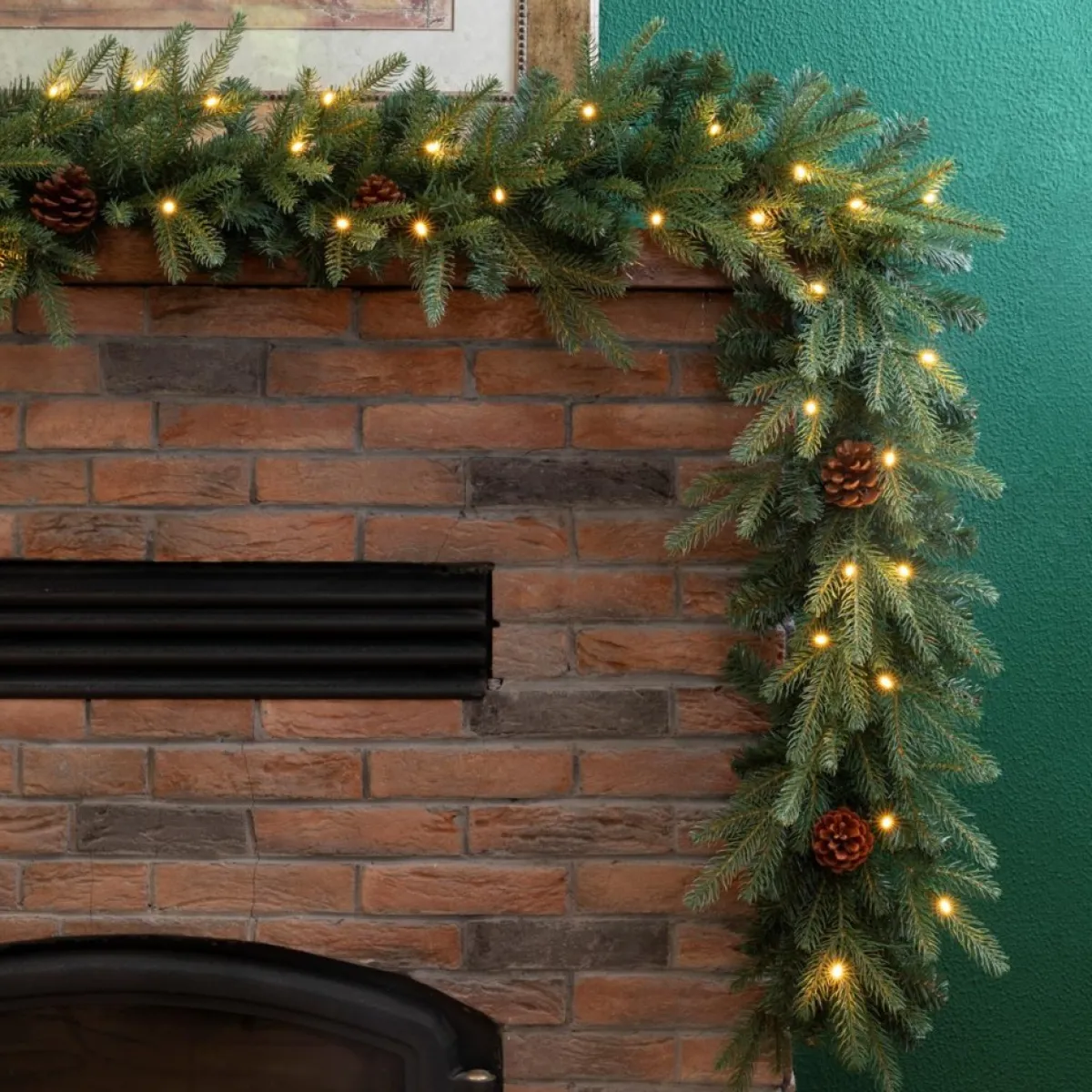 Glitzhome Wreaths, Garlands & More | 2Pk 9' Pre-Lit Leds Greenery Pinecone Christmas Garland