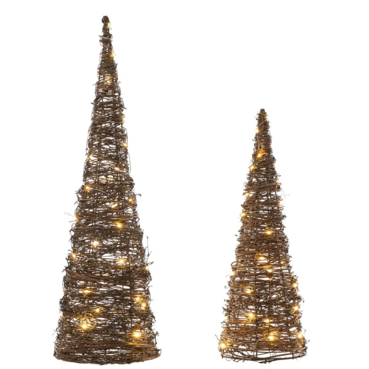 Glitzhome Indoor Decor | Set Of 2 Lighted Rattan Christmas Table Tree Decor