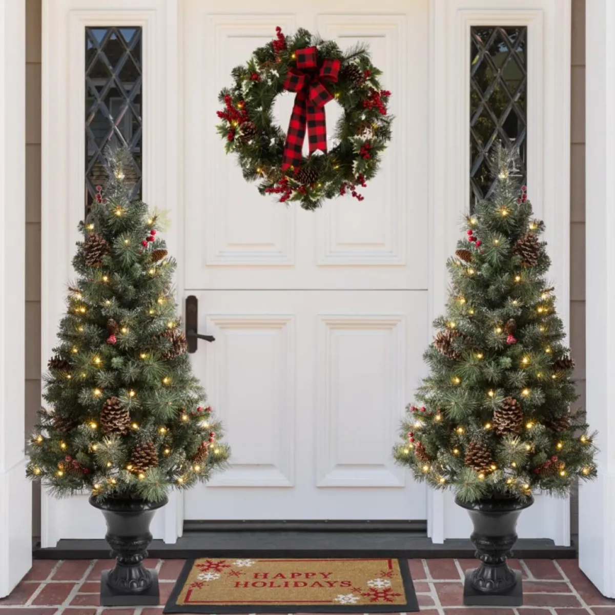 glitzhome_set_of_two_ft_flocked_christmas_tree_with__warm_white_3.webp Glitzhome Christmas Trees | Set Of Two 4Ft Flocked Christmas Tree With 100 Warm White