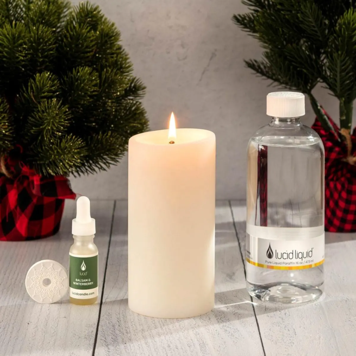 Lucid Candles | Candle 6" Pillar Candle With 16 Oz. Liquid & Fragrant Stone