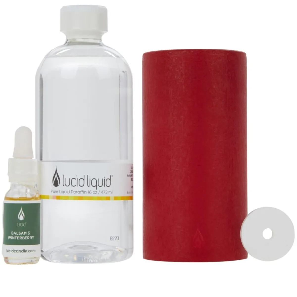 Lucid Candles | Candle 6 Ruby Pillar Candle With 16 Oz. Liquid & Stone