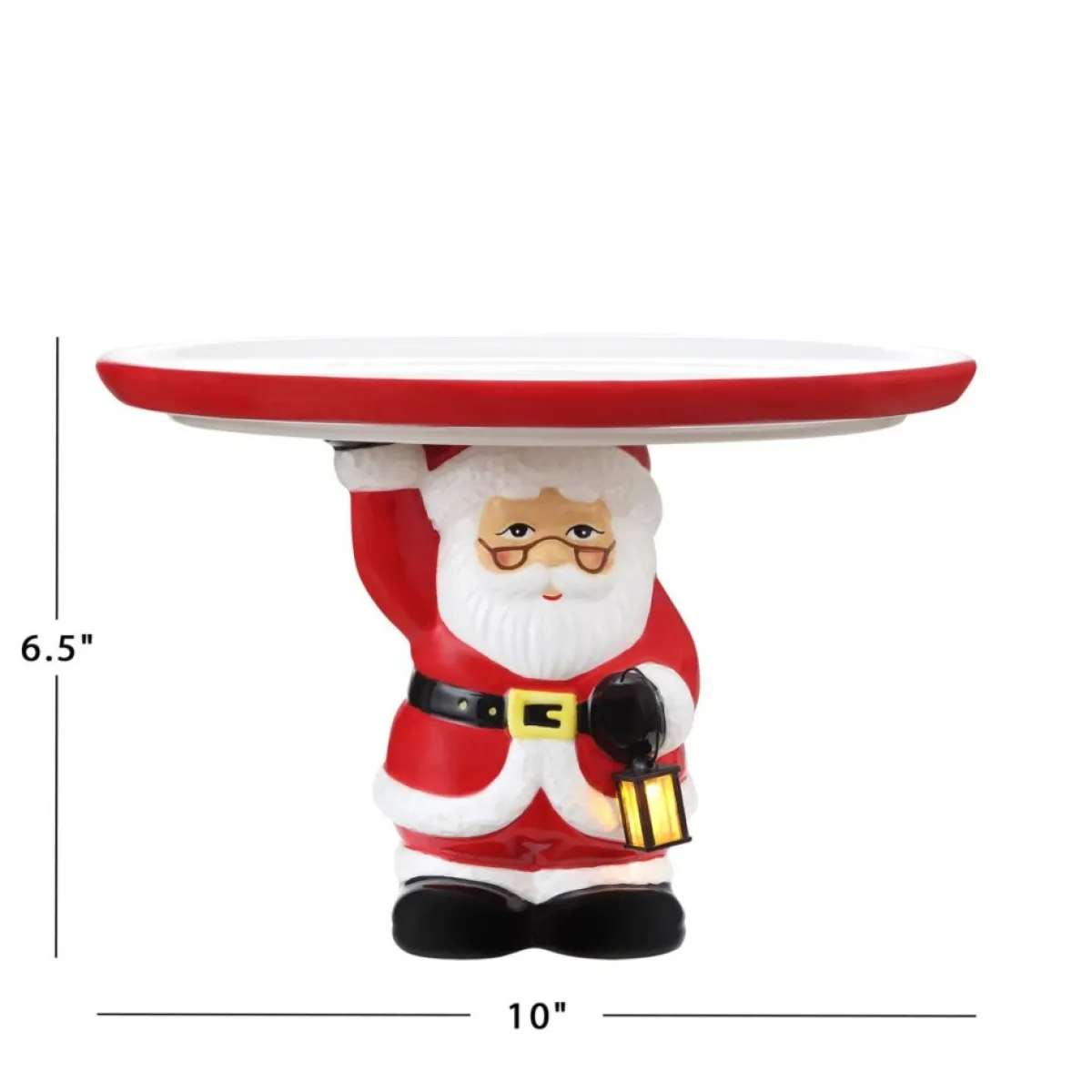 Mr. Christmas Holiday Entertaining | 10" Nostalgic Cake Plate - White Santa