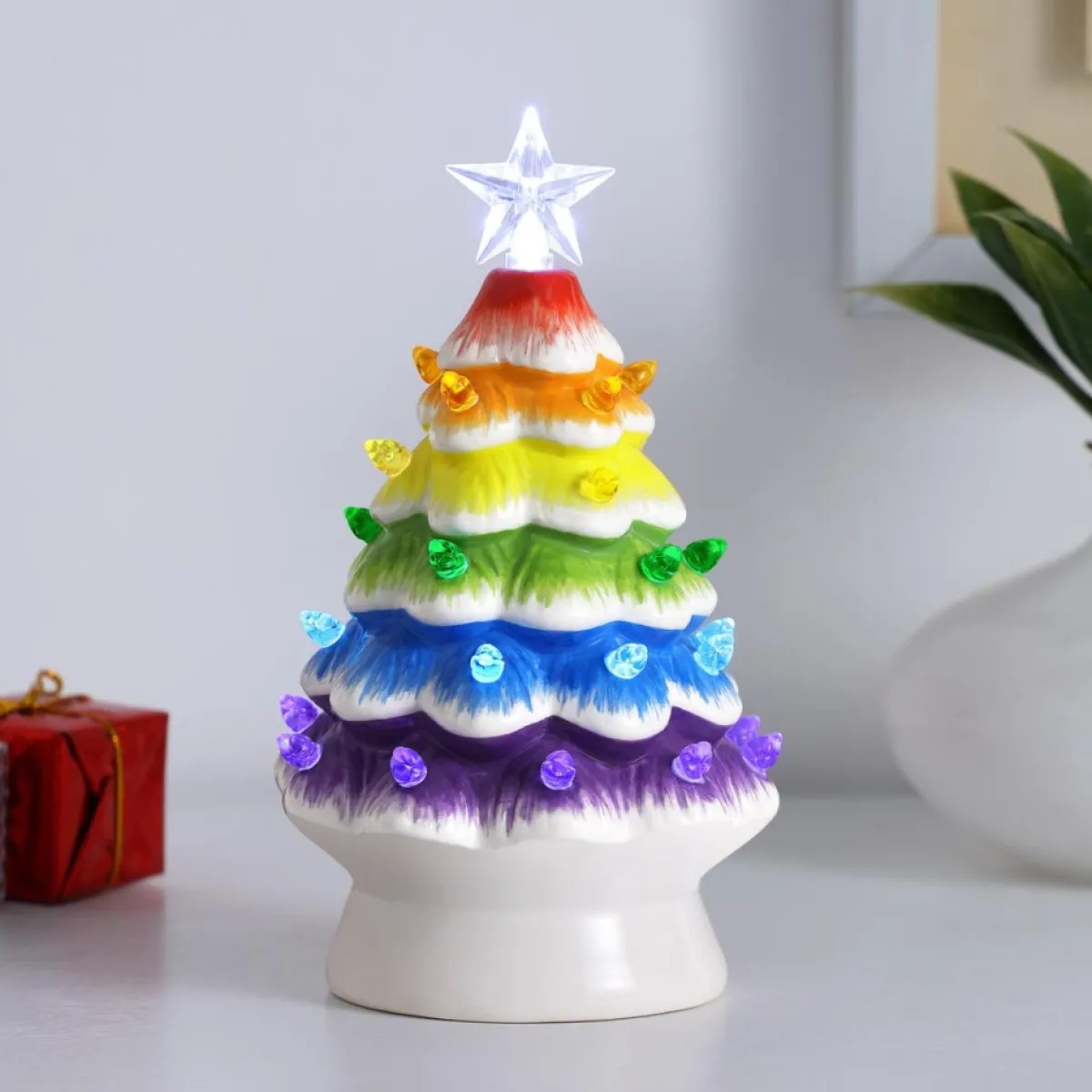 Mr. Christmas Indoor Decor | 7" Nostalgic Ceramic Rainbow Tree