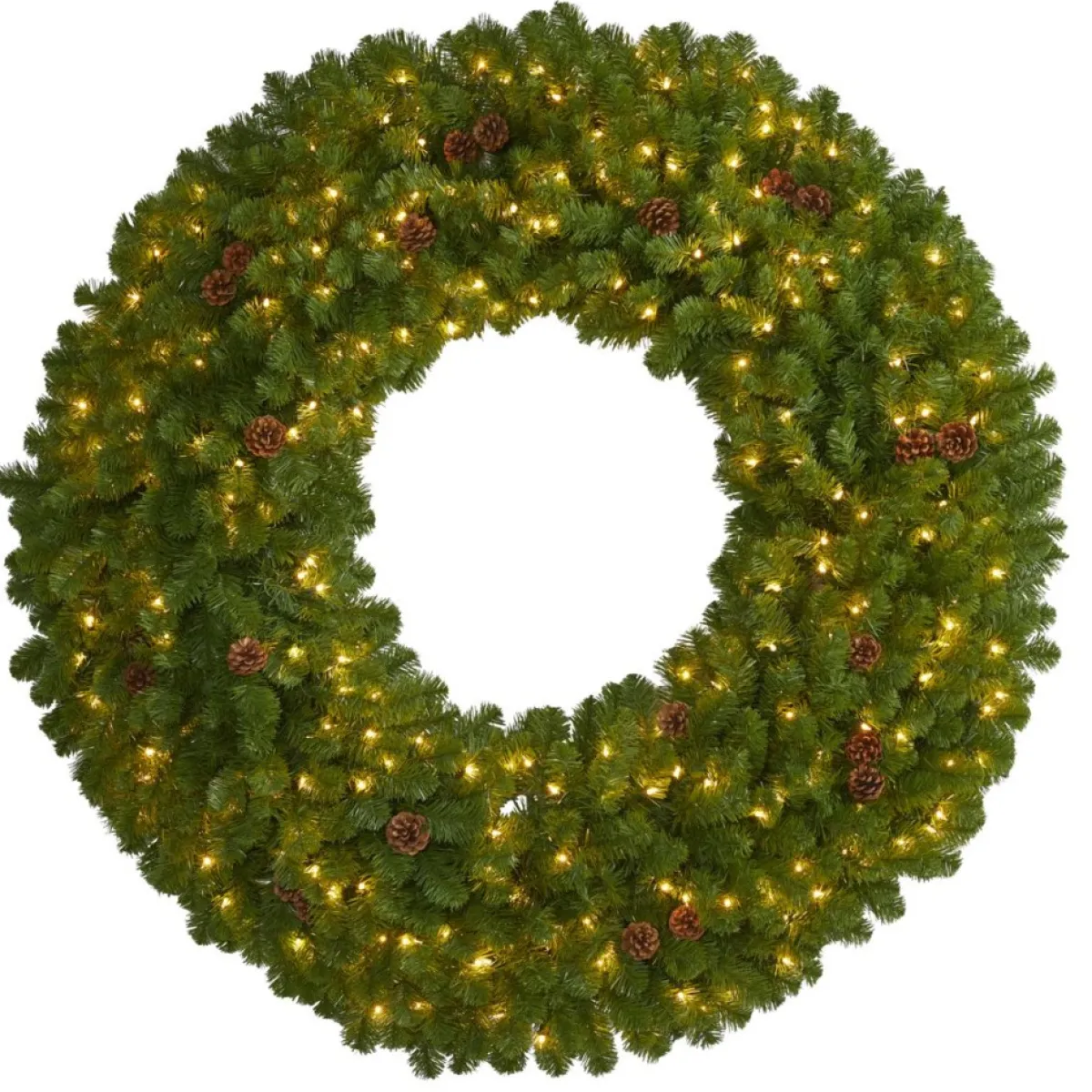 Nearly Natural Wreaths, Garlands & More | 5 Ft. Giant Christmas Wreath With 280 Warm White Lights