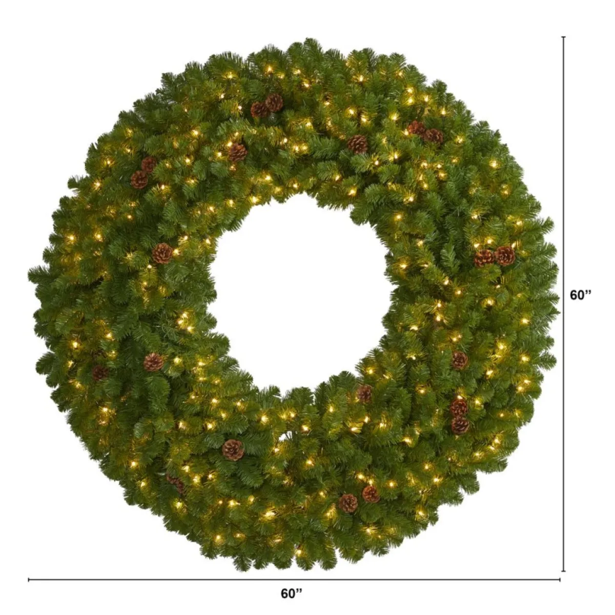 nearly_natural__ft_giant_christmas_wreath_with__warm_white_lights_3.webp Nearly Natural Wreaths, Garlands & More | 5 Ft. Giant Christmas Wreath With 280 Warm White Lights