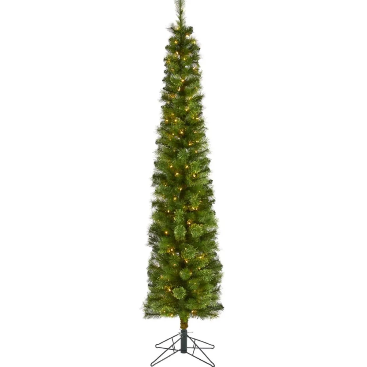 Nearly Natural Christmas Trees | 7' Green Pencil Christmas Tree With 150 Led Lights