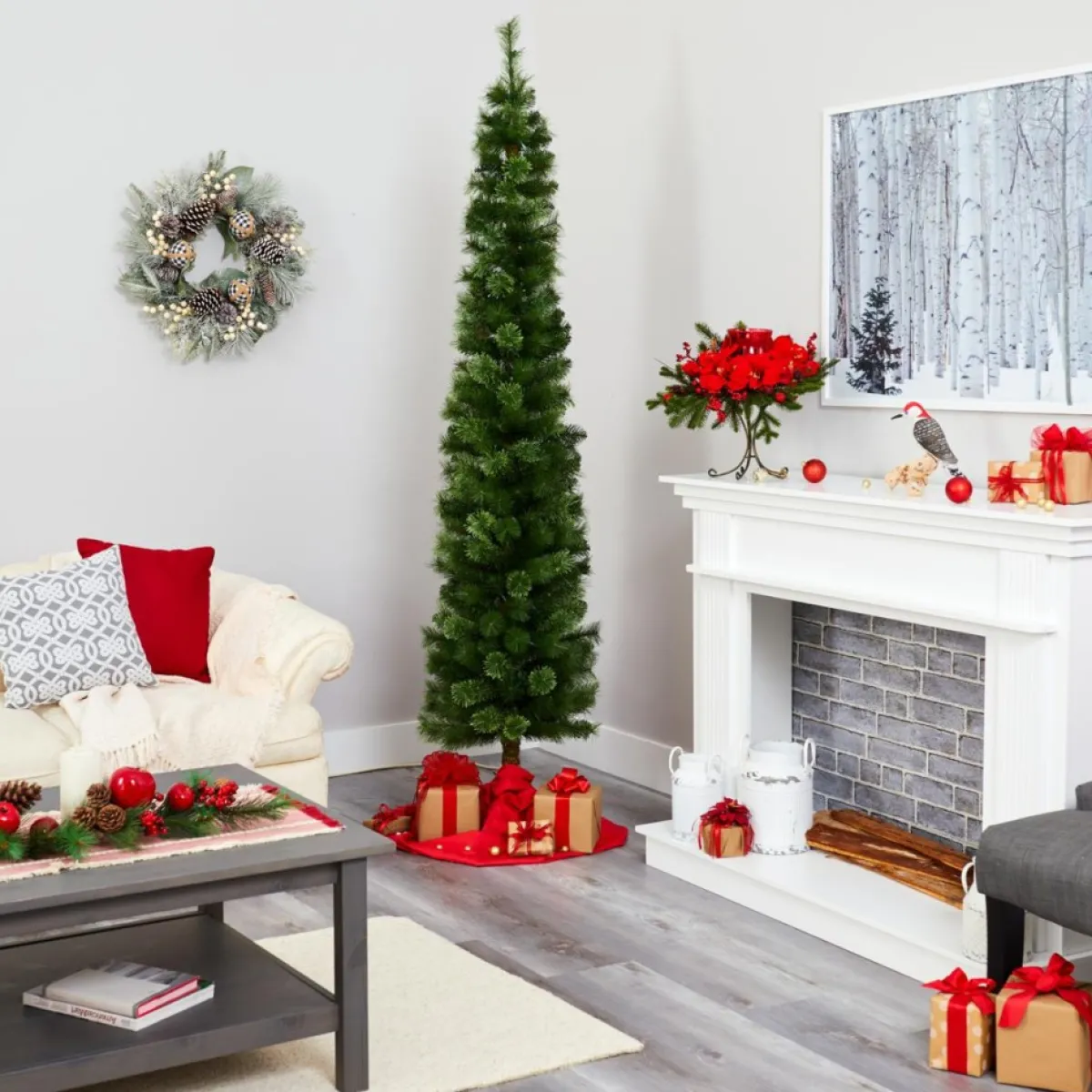 nearly_natural__green_pencil_christmas_tree_with__led_lights_4.webp Nearly Natural Christmas Trees | 7' Green Pencil Christmas Tree With 150 Led Lights