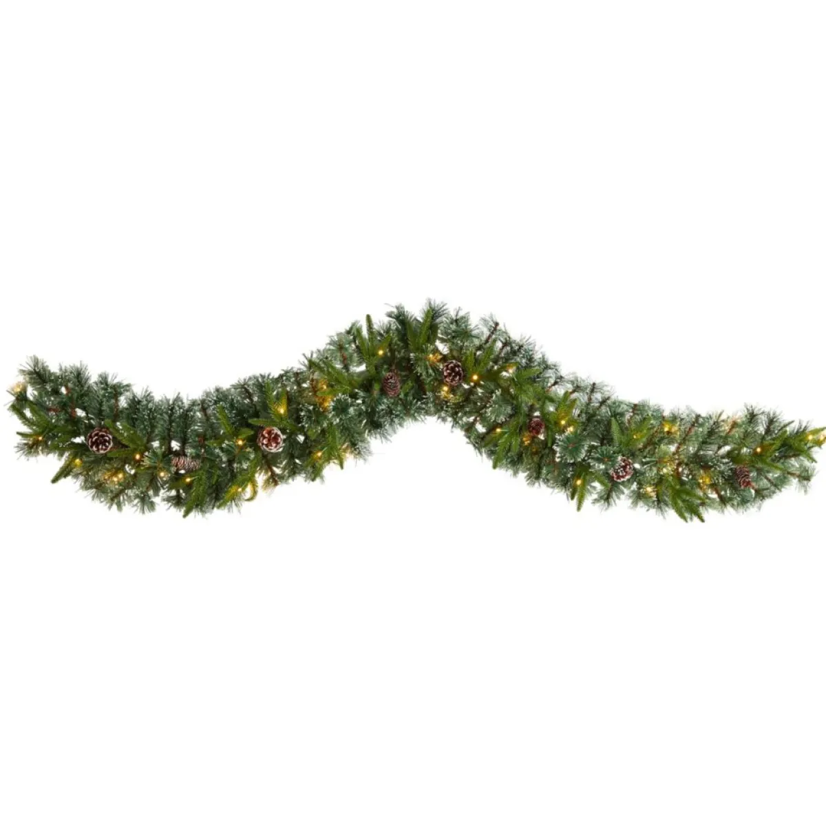 Nearly Natural Wreaths, Garlands & More | 6' Snow Tipped Christmas Garland With 35 Lights