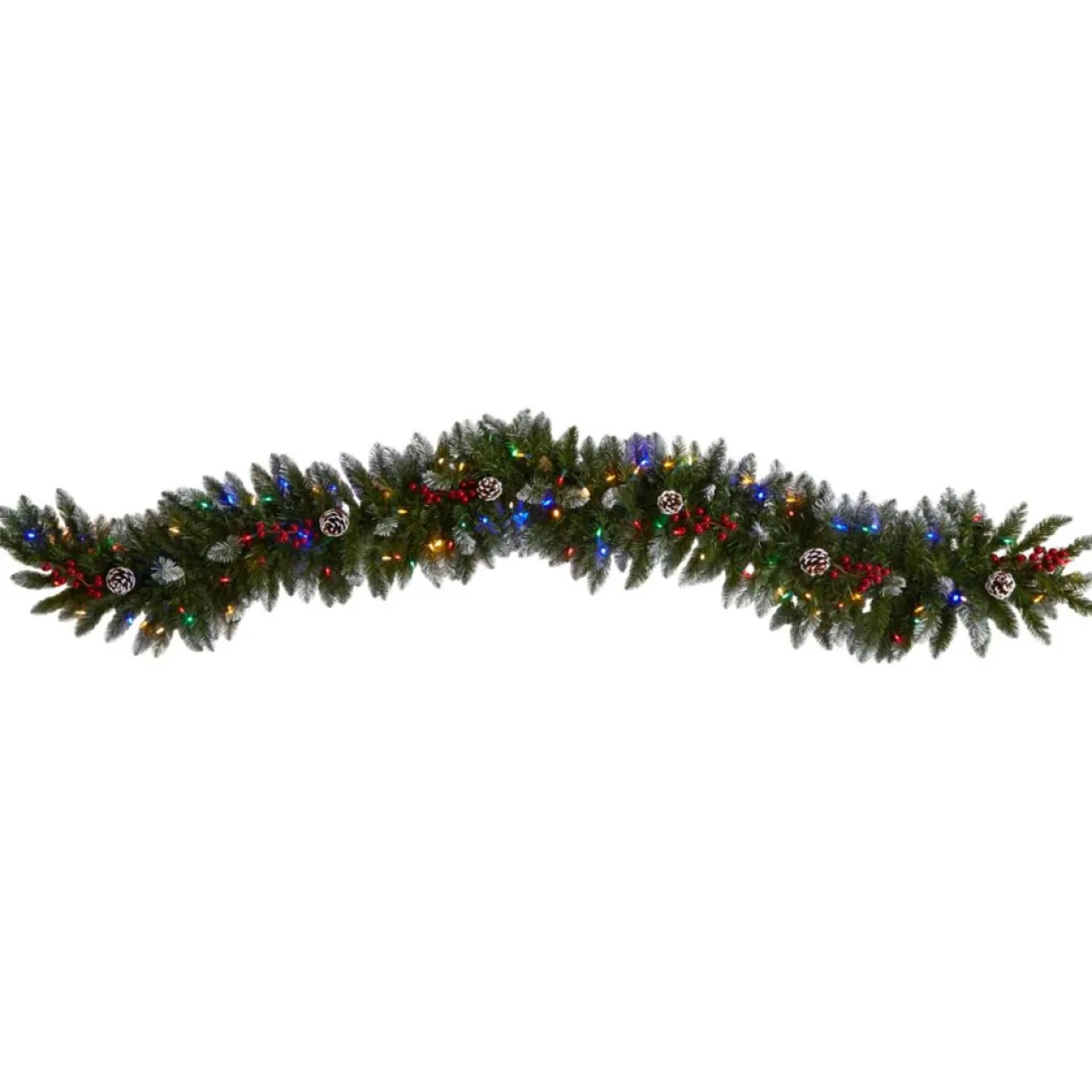 Nearly Natural Wreaths, Garlands & More | 6' Snow Tipped Extra Wide Christmas Garland W/ 100 Lights