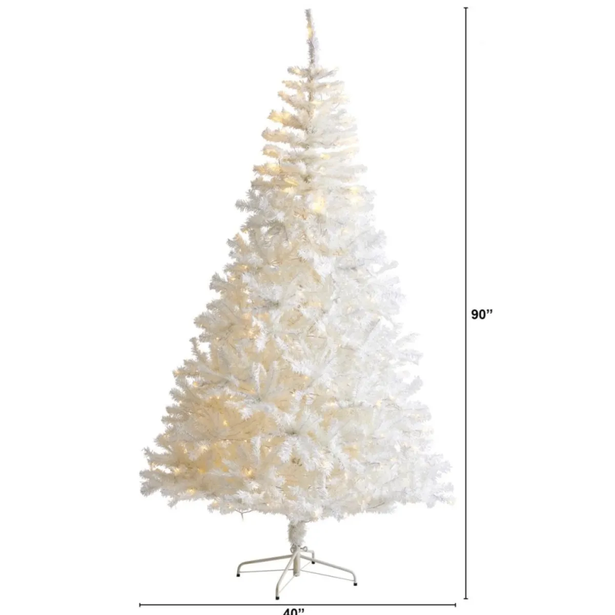 Nearly Natural Christmas Trees | 7.5' White Artificial Christmas Tree W/ 400 Led Lights