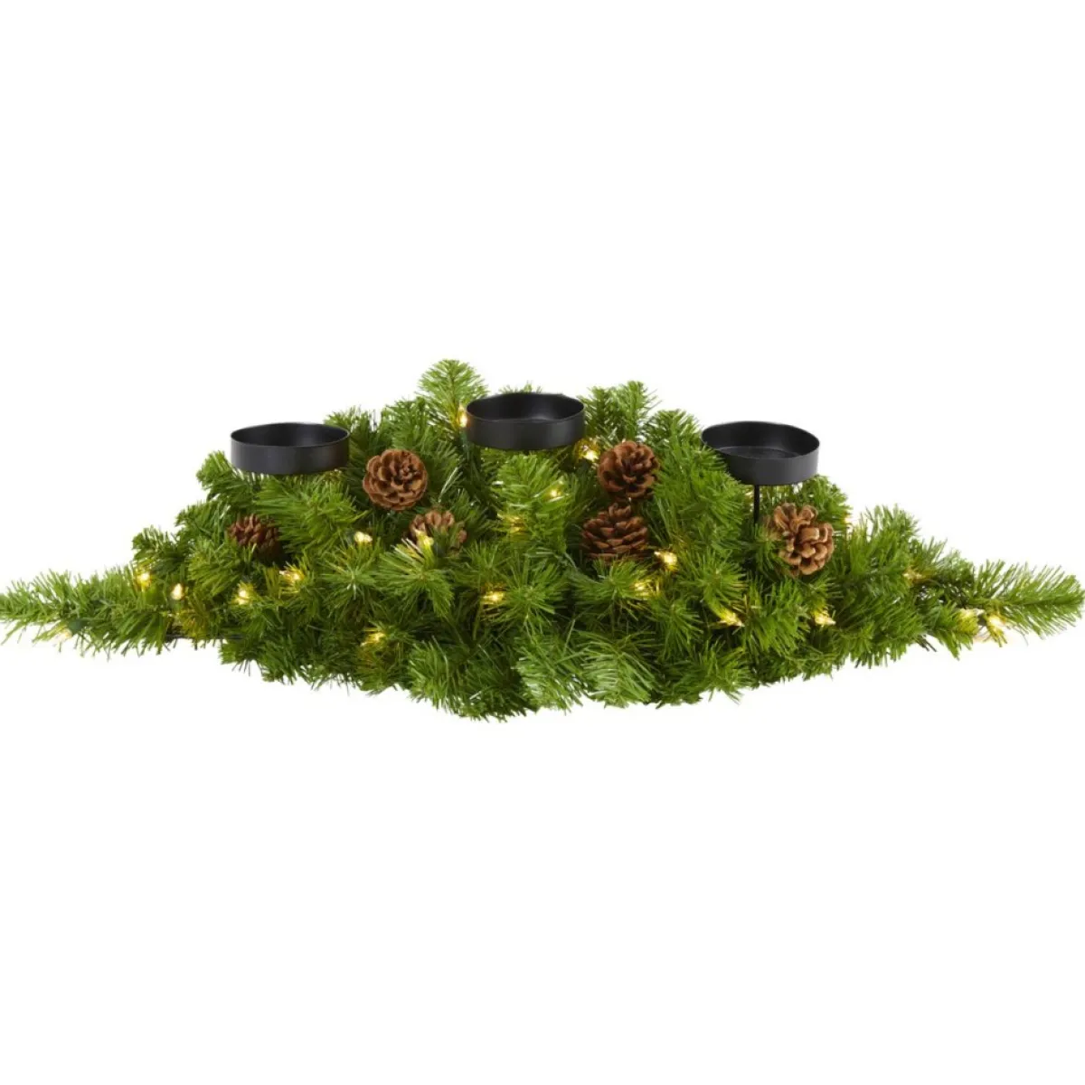 Nearly Natural Wreaths, Garlands & More | 30-In. Christmas Pine Triple Candelabrum With Lights