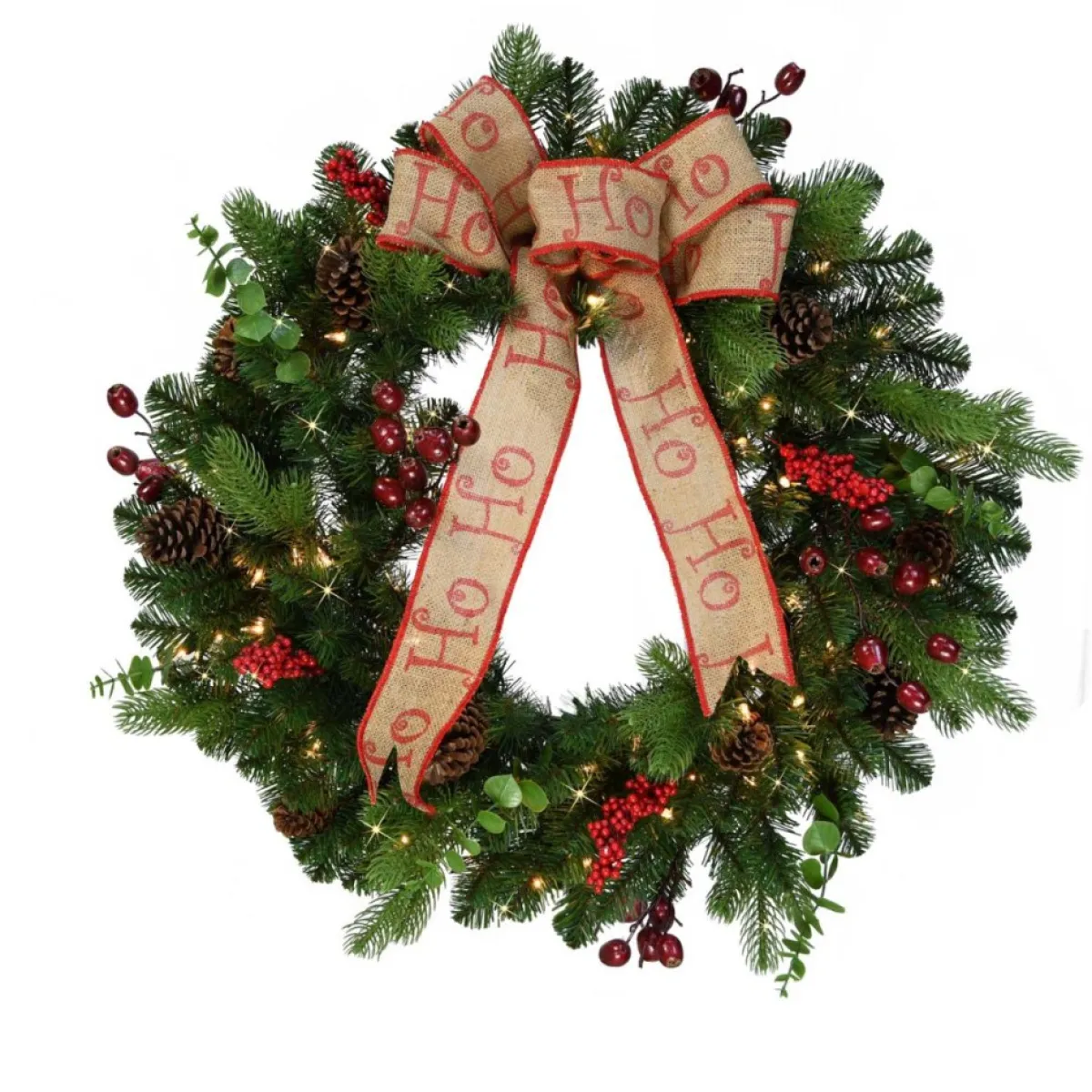 Puleo International Wreaths, Garlands & More | 30" Premium Decorated Wreath - 70 Clear Lights