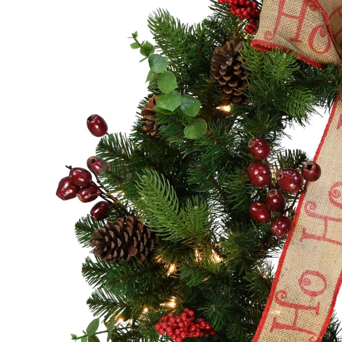 Puleo International Wreaths, Garlands & More | 30" Premium Decorated Wreath - 70 Clear Lights