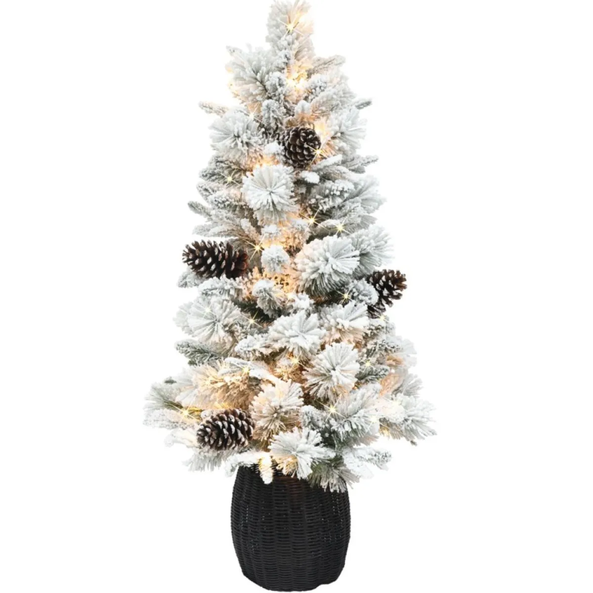Puleo International Christmas Trees | Puelo International Pre-Lit Flocked Potted Tree, Ul Clear Lights