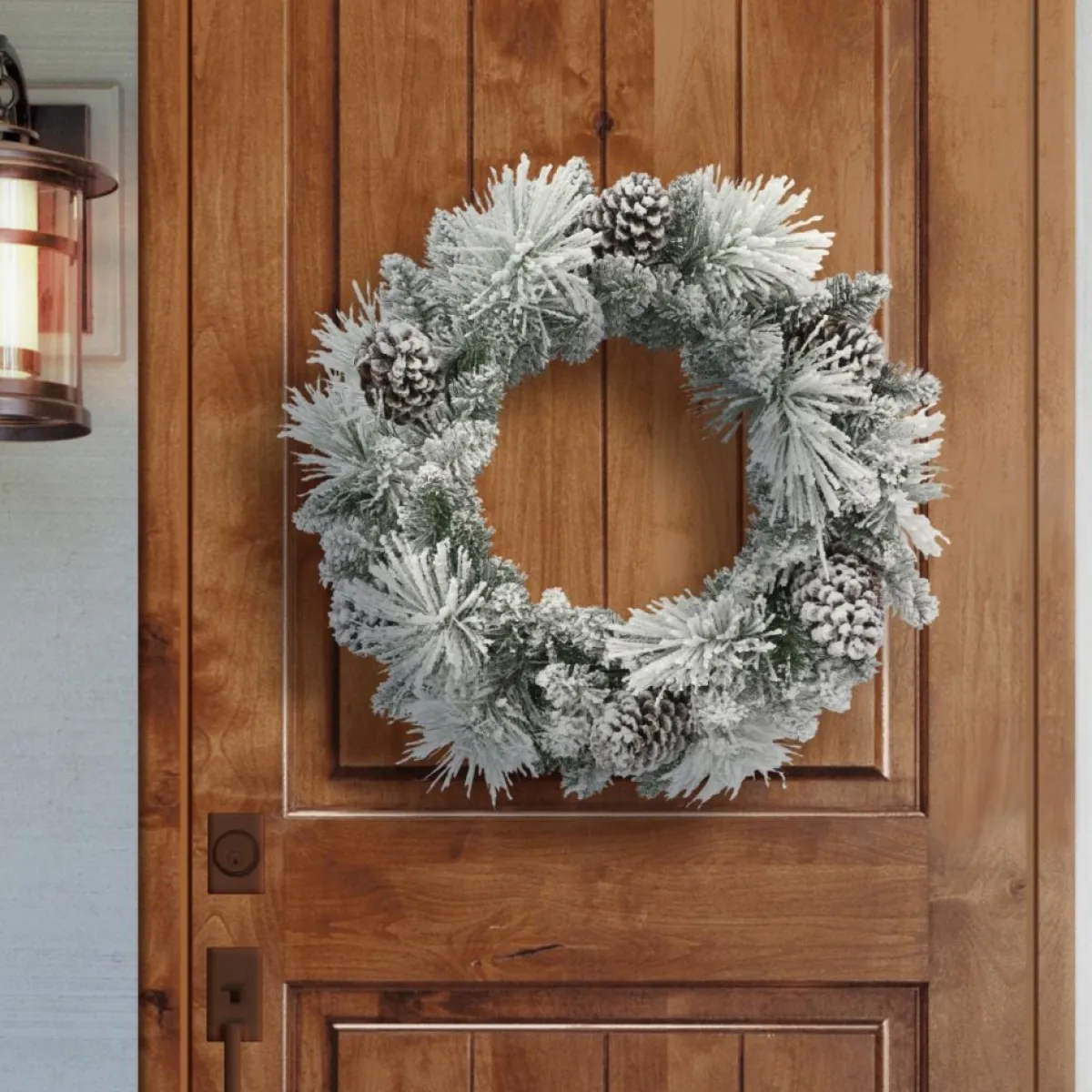 Puleo International Wreaths, Garlands & More | 24" Flocked Berkshire Spruce Wreath With 56 Tips
