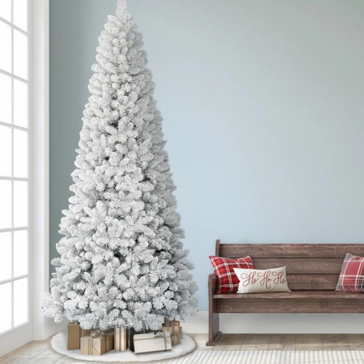 Puelo International Christmas Trees | Puleo International 9' Flocked Virginia Pine Tree With 1460 Tips