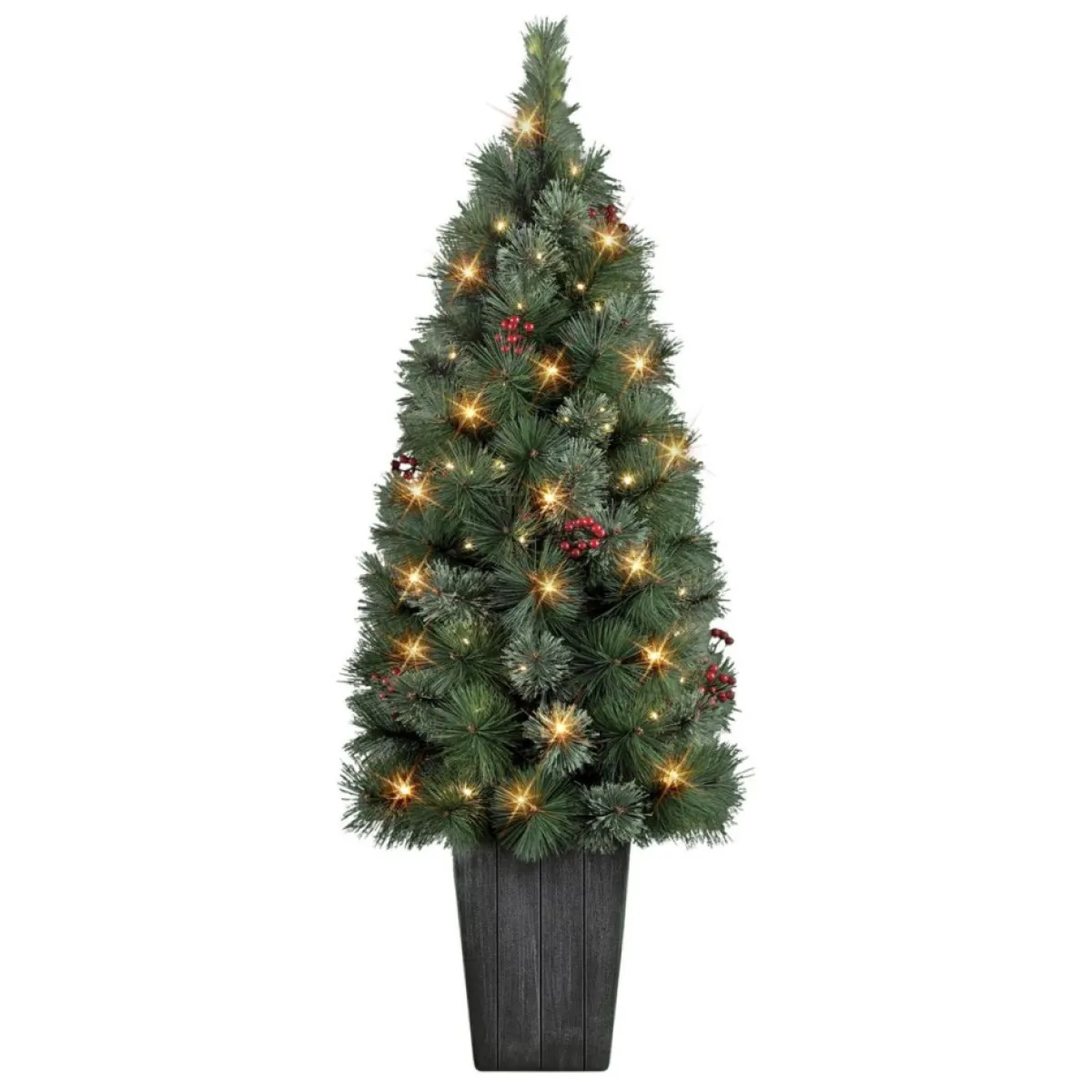 Puleo International Christmas Trees | 4' Potted Cascade Pine Tree With Plastic Pot