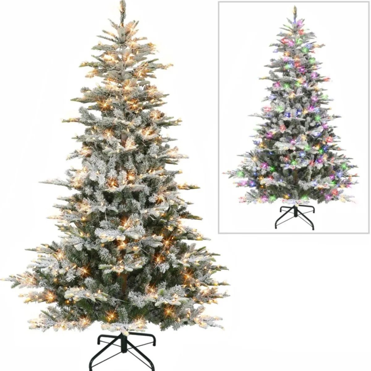 Puleo International Christmas Trees | 7.5' Pre-Lit Flocked Aspen Fir Tree