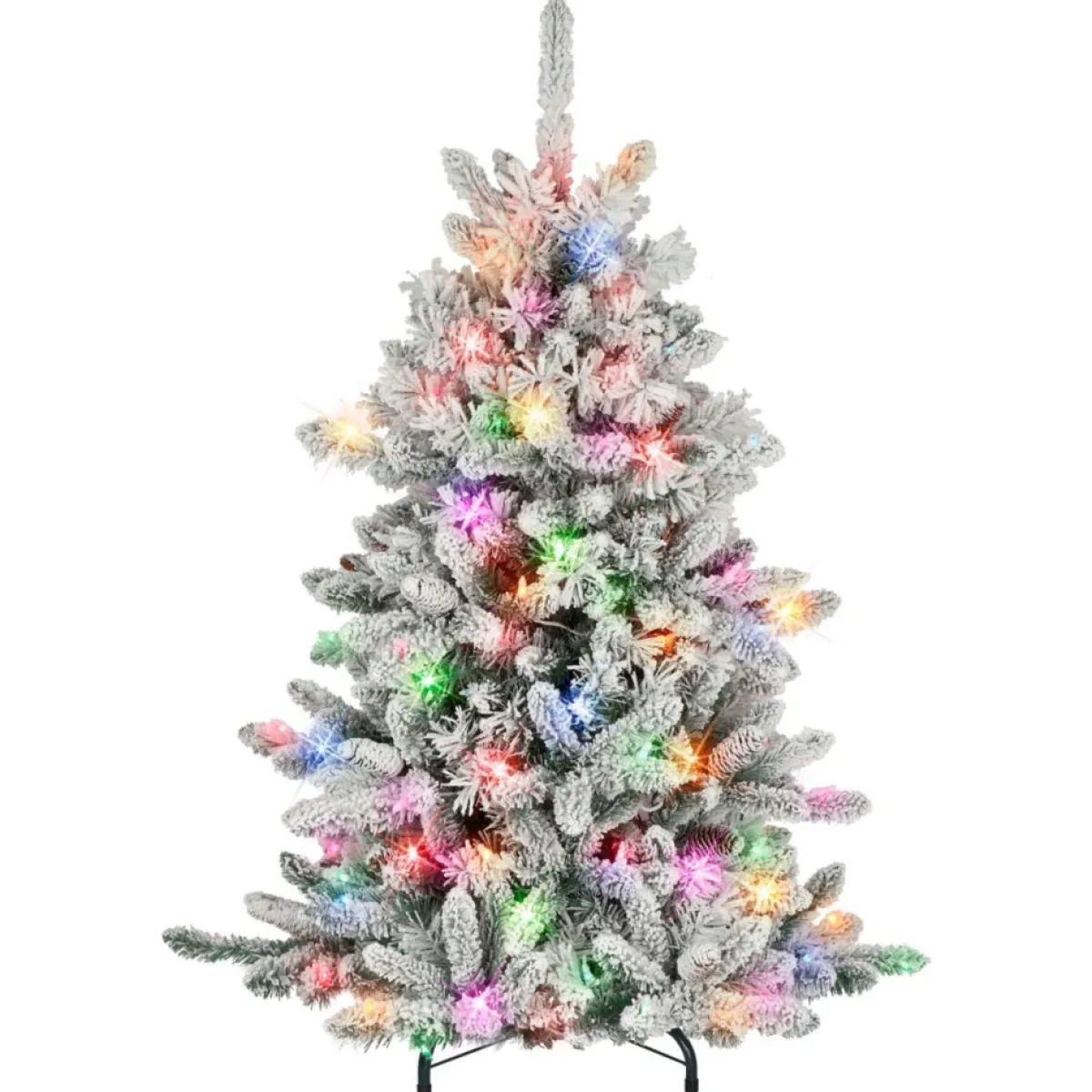 Puleo International Christmas Trees | 4.5' Pre-Lit Flocked Bennington Fir Tree