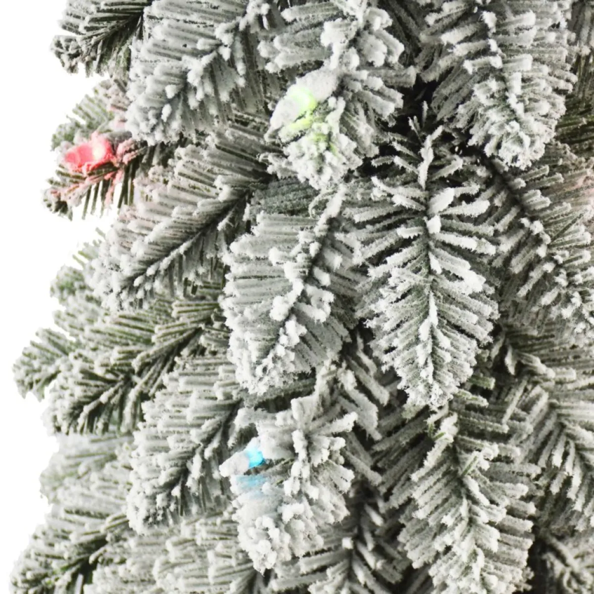 Puelo International Christmas Trees | Puleo International 6' Pre-Lit Flocked Pencil Tree 100 Colored Lights