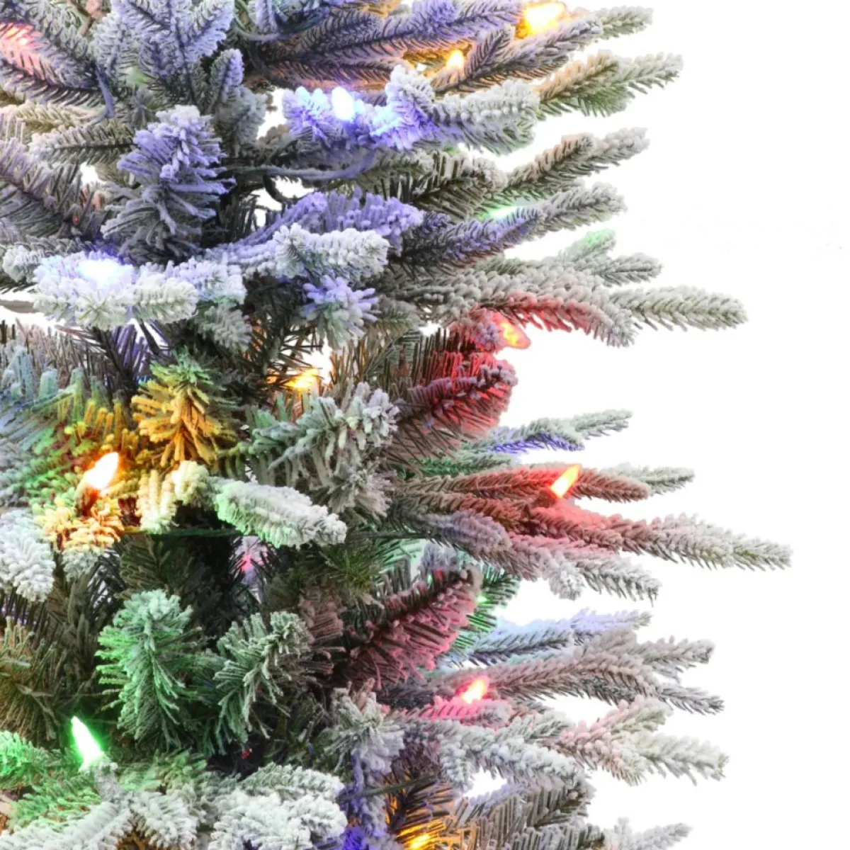Puelo International Christmas Trees | Puleo International 6' Pre-Lit Potted Flocked Arctic Fir Pencil Tree