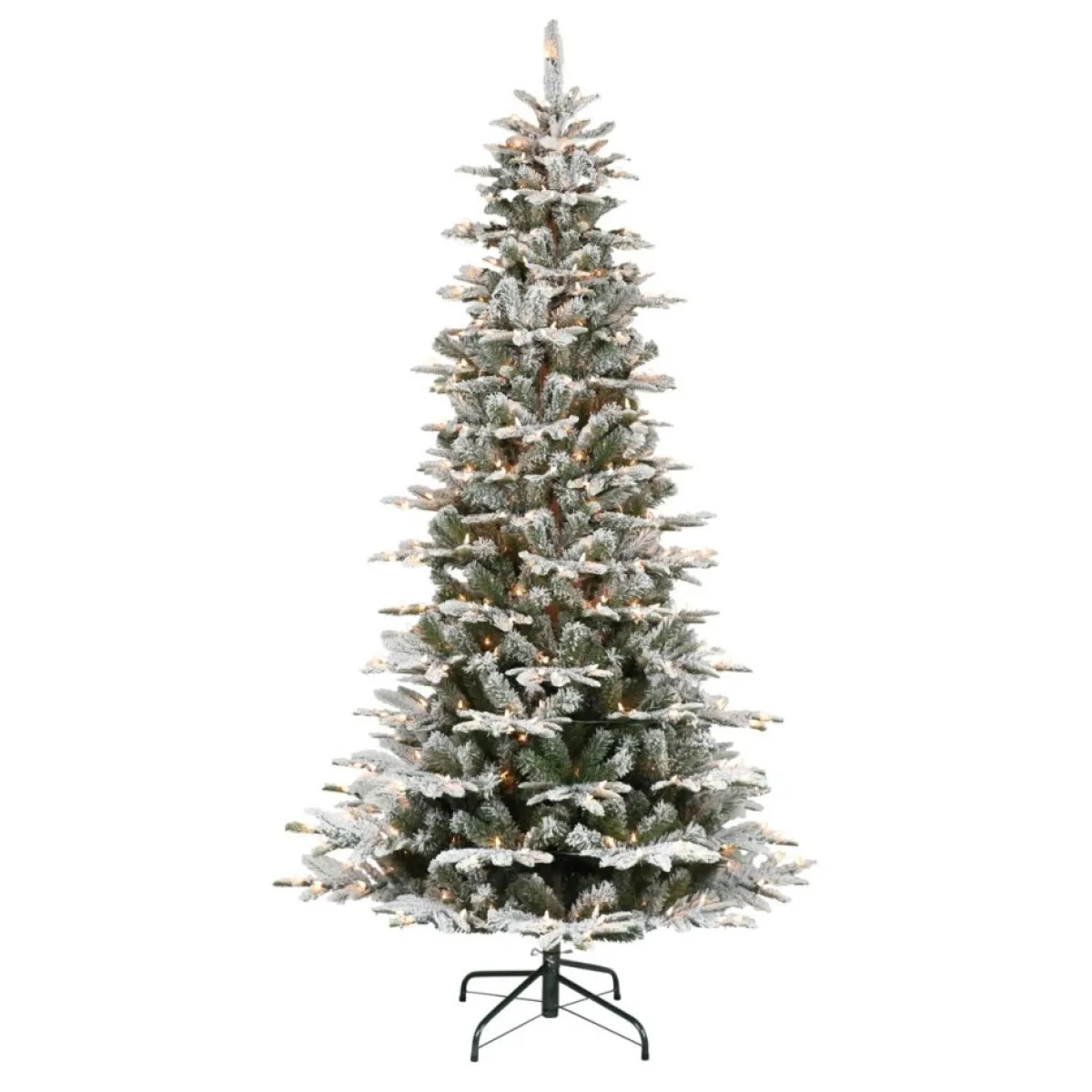 Puleo International Christmas Trees | 6.5' Pre-Lit Slim Flock Aspen Fir Christmas Tree