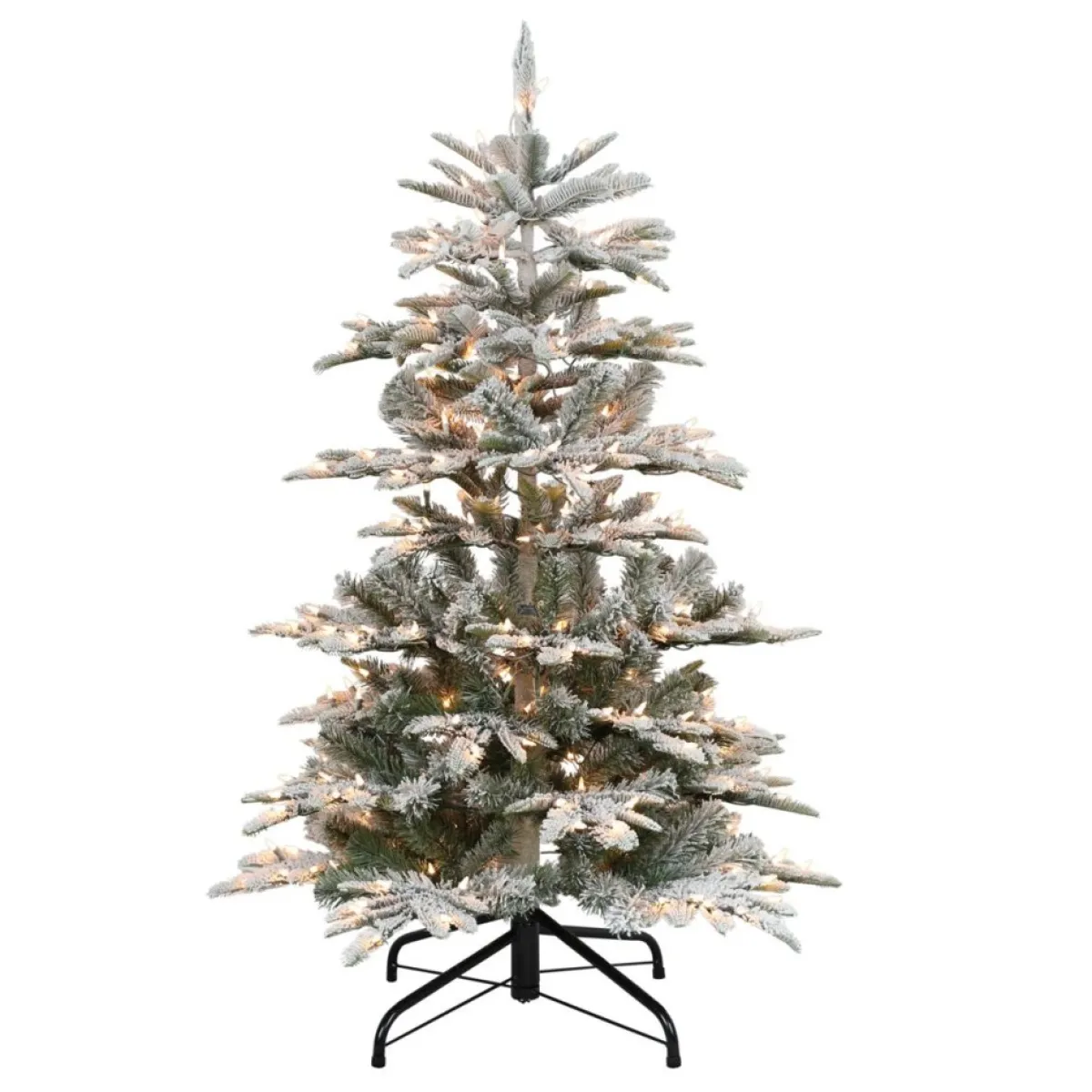 Puleo International Christmas Trees | 4.5' Pre-Lit Slim Flock Aspen Fir Christmas Tree