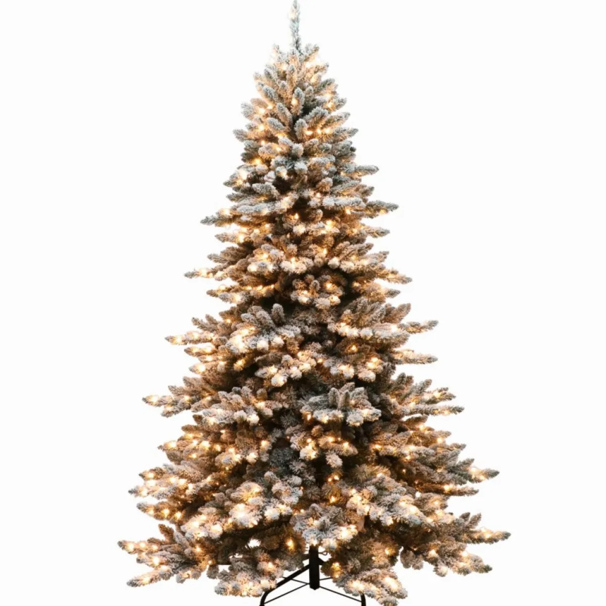 Puleo International Christmas Trees | Puleo Intl. 6.5' Pre-Lit Royal Majestic Spruce Green Tree Flocked Tree