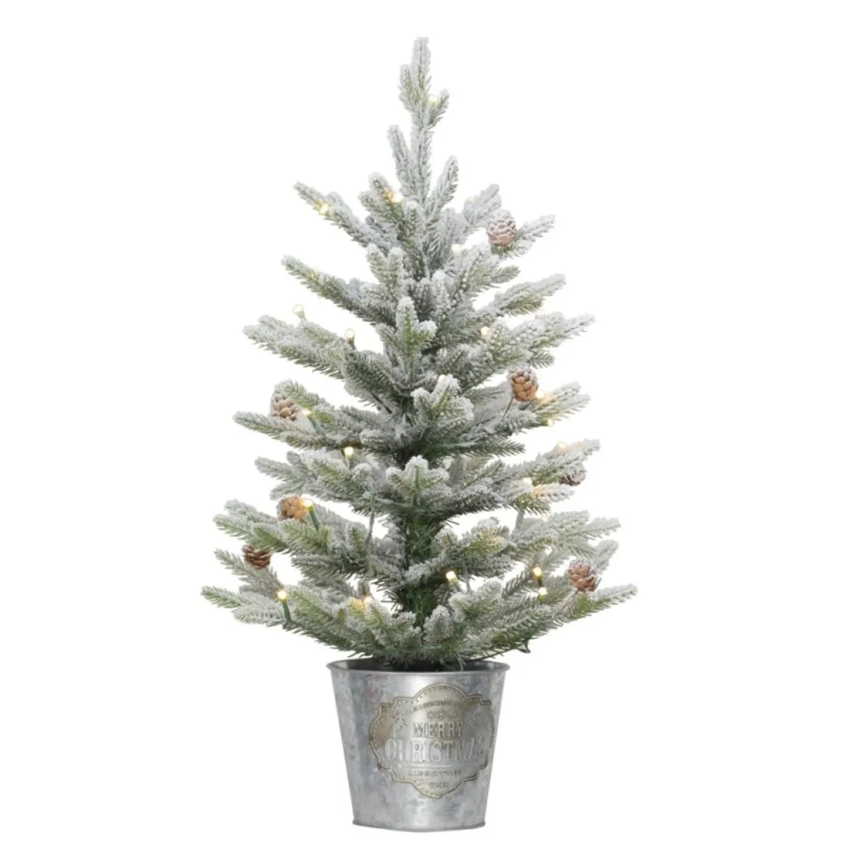 Puleo International Christmas Trees | Puleo Intl. Prelit 2' Table Top Artificial Christmas Tree In Metal Pot