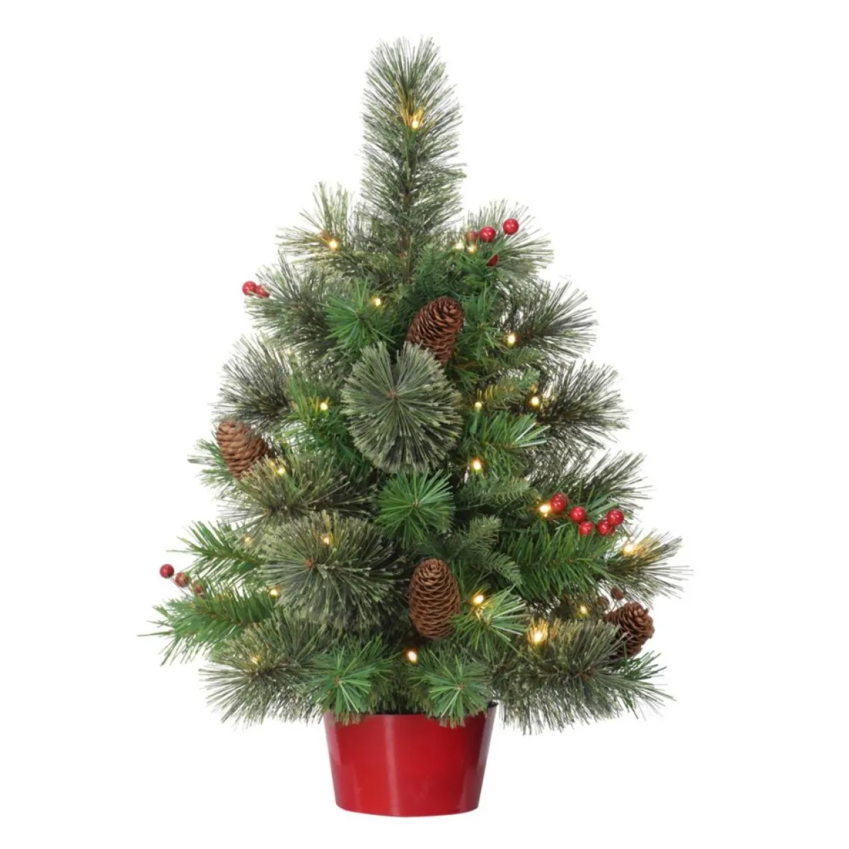Puleo International Christmas Trees | Puleo Intl. Pre-Lit 2' Table Top Artificial Christmas Tree In Red Base