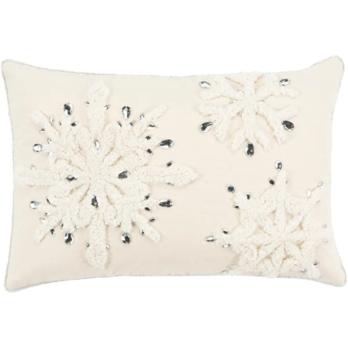 Rizzy Home Holiday Textiles | Christmas Snowflakes With Mirrored Accents 14"X20" Pillow