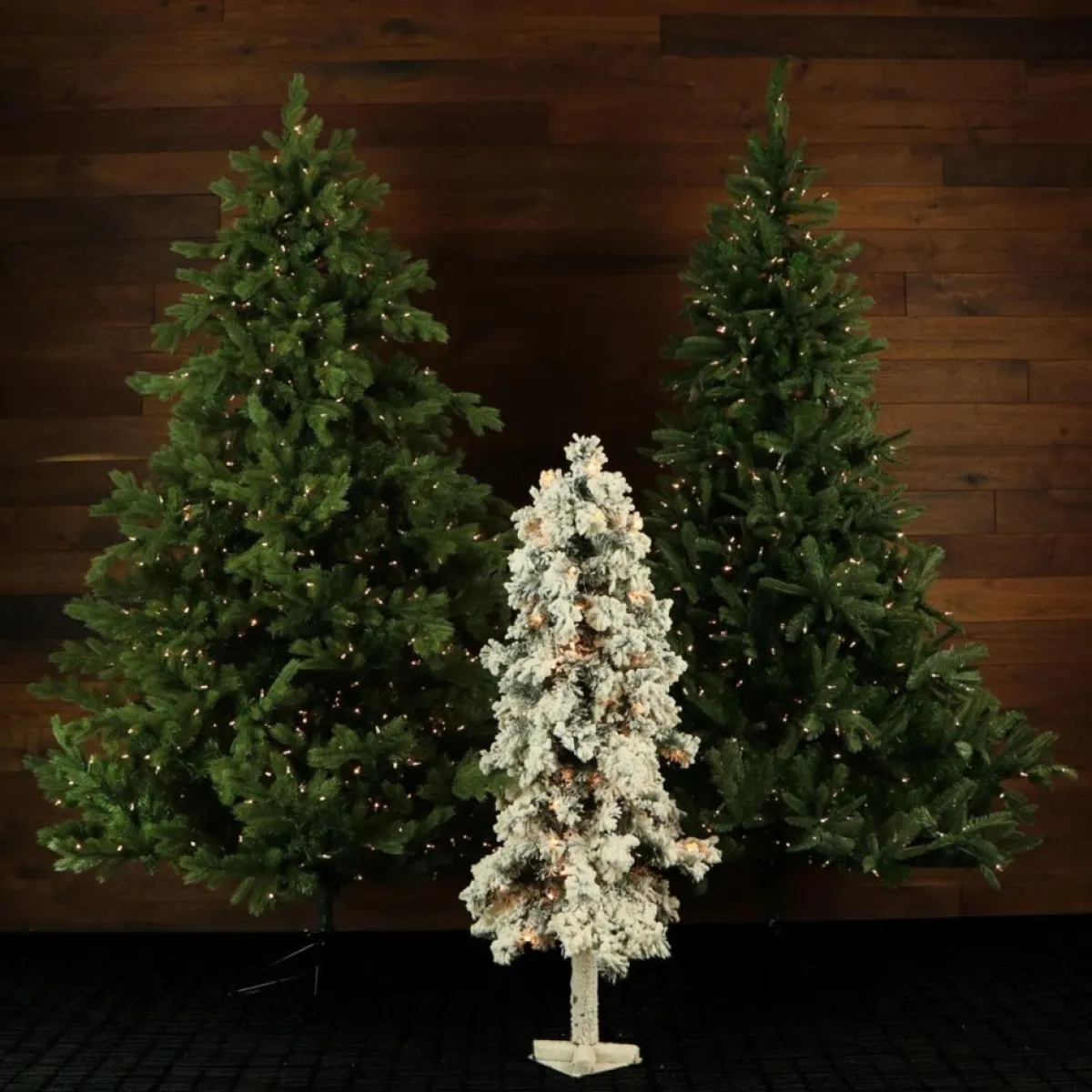 Almo Christmas Trees | Set Of 3 Snowy Alpine Trees With Clear Lights (2-Ft. 3-Ft. 4-Ft.)