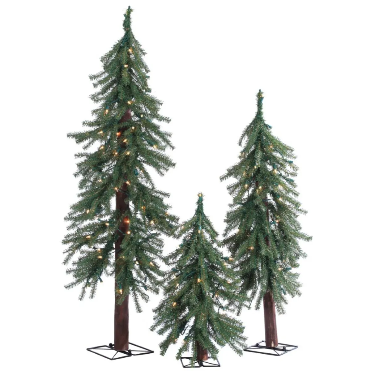 Sterling Christmas Trees | 2', 3' And 4' Lighted Deluxe Alpine Trees - Set Of 3