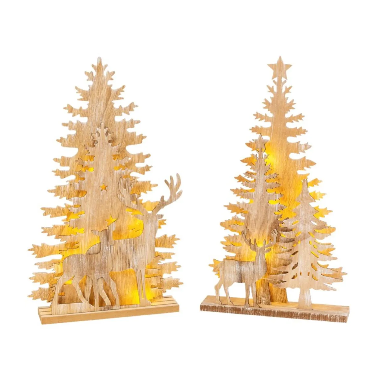 Gerson Indoor Decor | The Companies 2-Pc Set 17.25In Lighted Trees And Reindeer Decor