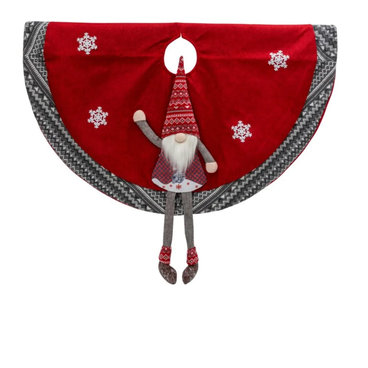 Gerson Holiday Textiles | The Company 35.4" Lighted Fabric Holiday Gnome Tree Skirt
