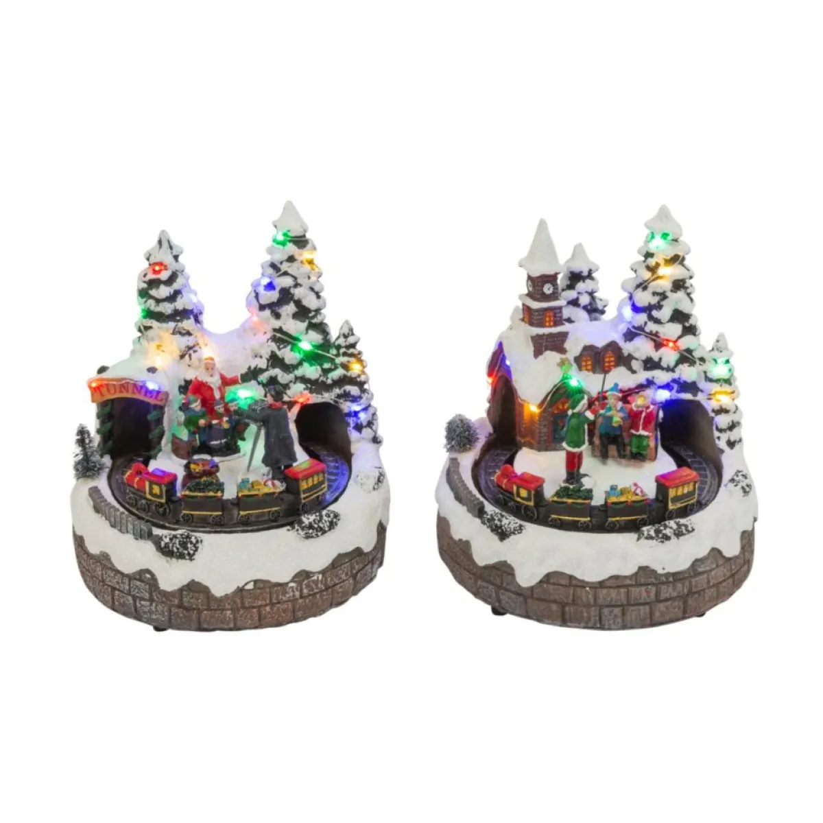 Gerson Indoor Decor | The Company 7.5" 2-Pack Musical Village W/ Moving Train & Timer