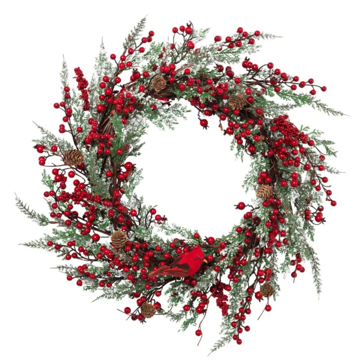 Gerson Indoor Decor | The Company 24" Winter Greenery Spray Wreath With Berry Accents