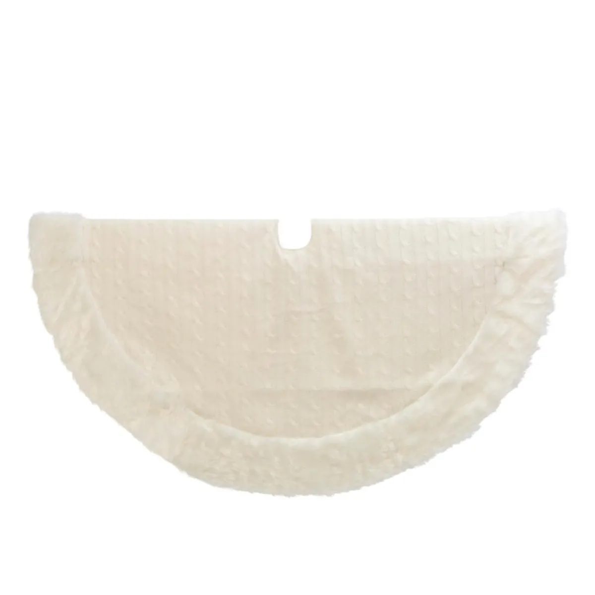 Gerson Holiday Textiles | The Company 48"D White Cable Knit Fur Trim Tree Skirt
