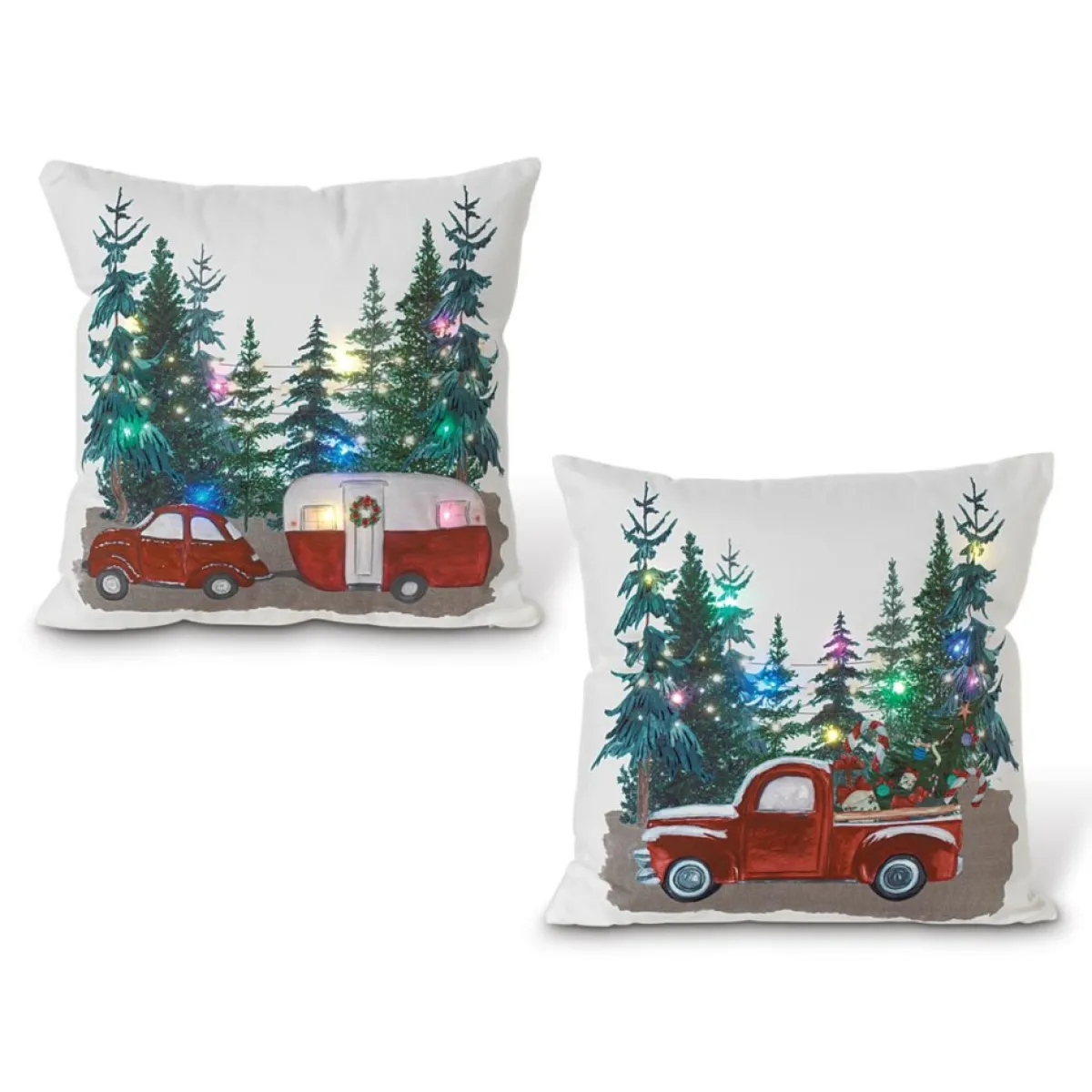 Gerson Holiday Textiles | The Company Set Of 2 16" Lighted Fabric Holiday Design Pillows