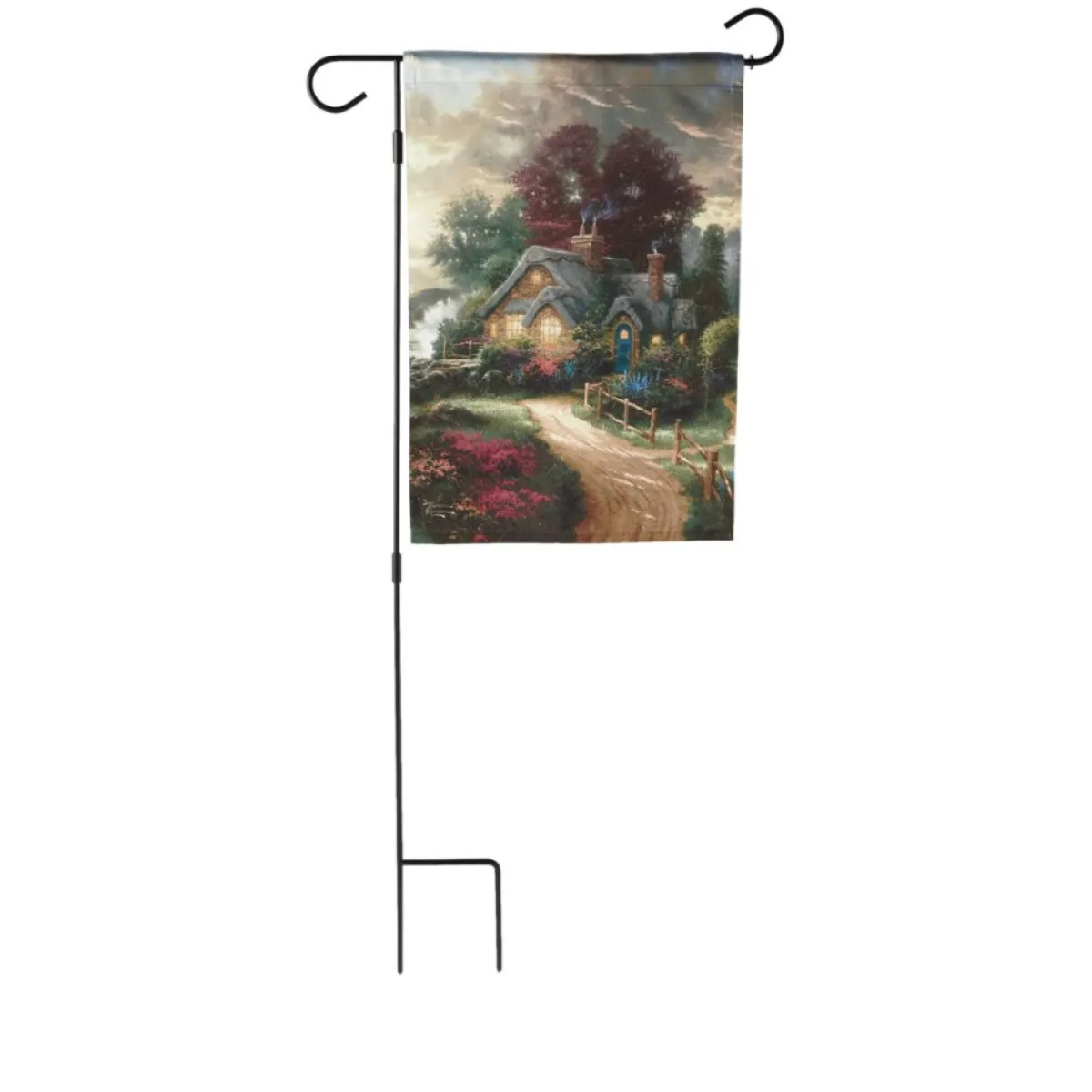 Thomas Kinkade Outdoor Decor | Set Of 3 Seasonal Garden Flags And Stand