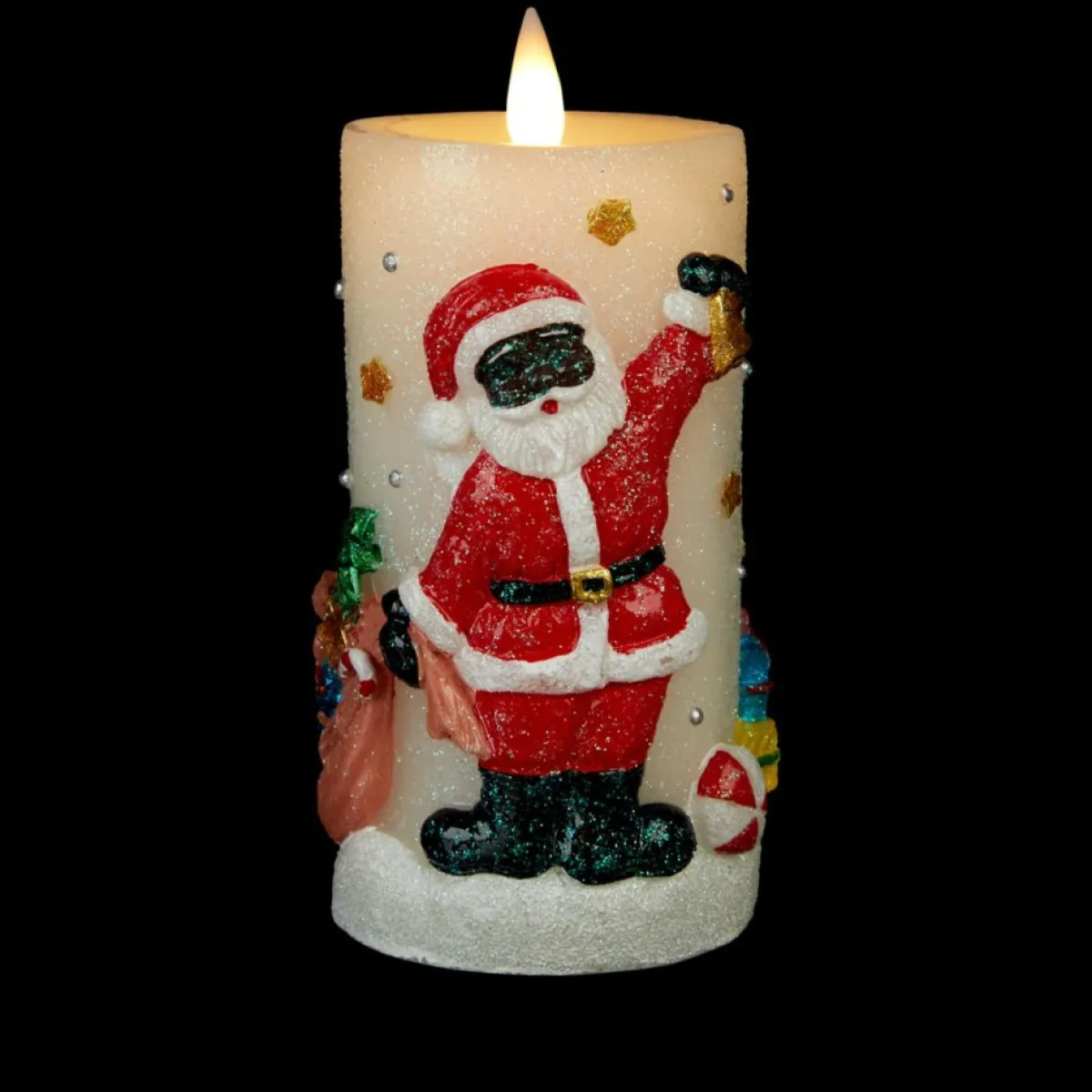 unmatched__d_flame_santa_candle_2.webp Unmatched Candles | 6" 3D Flame Santa Candle