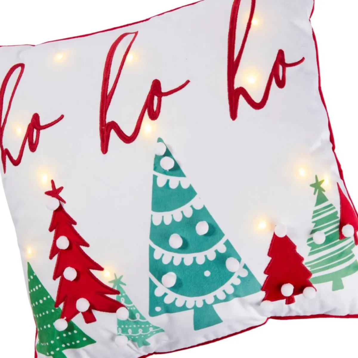 Warm & Cozy Holiday Textiles | 18" X 18" Led Light Up Ho Ho Ho Pillow